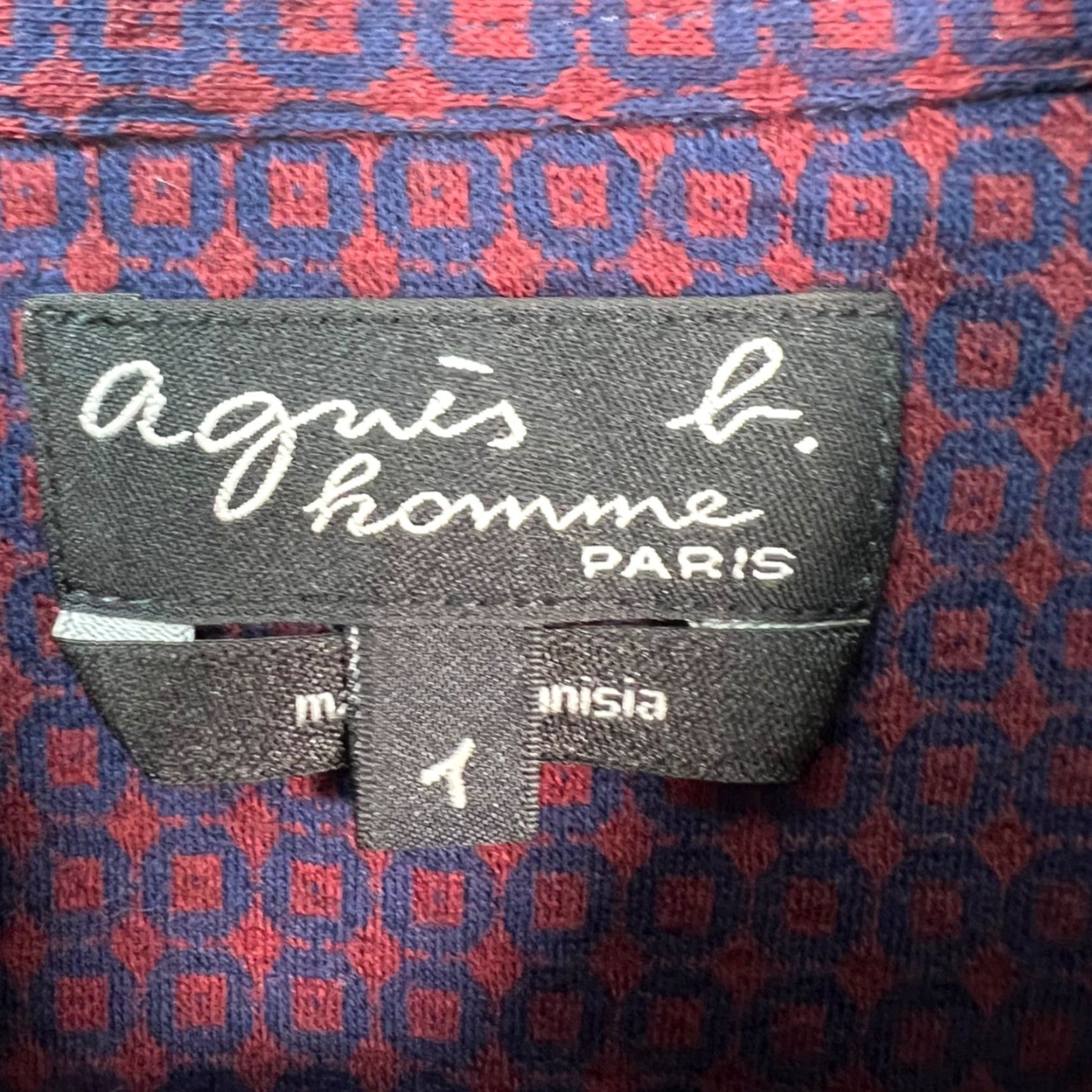 Vintage Agnès B. Shirt Geometric Button-Up Mens Size S Red Cotton Long Sleeve Button-Front Casual Vintage No Size US S / EU 44-46 / 1 - 3 Thumbnail