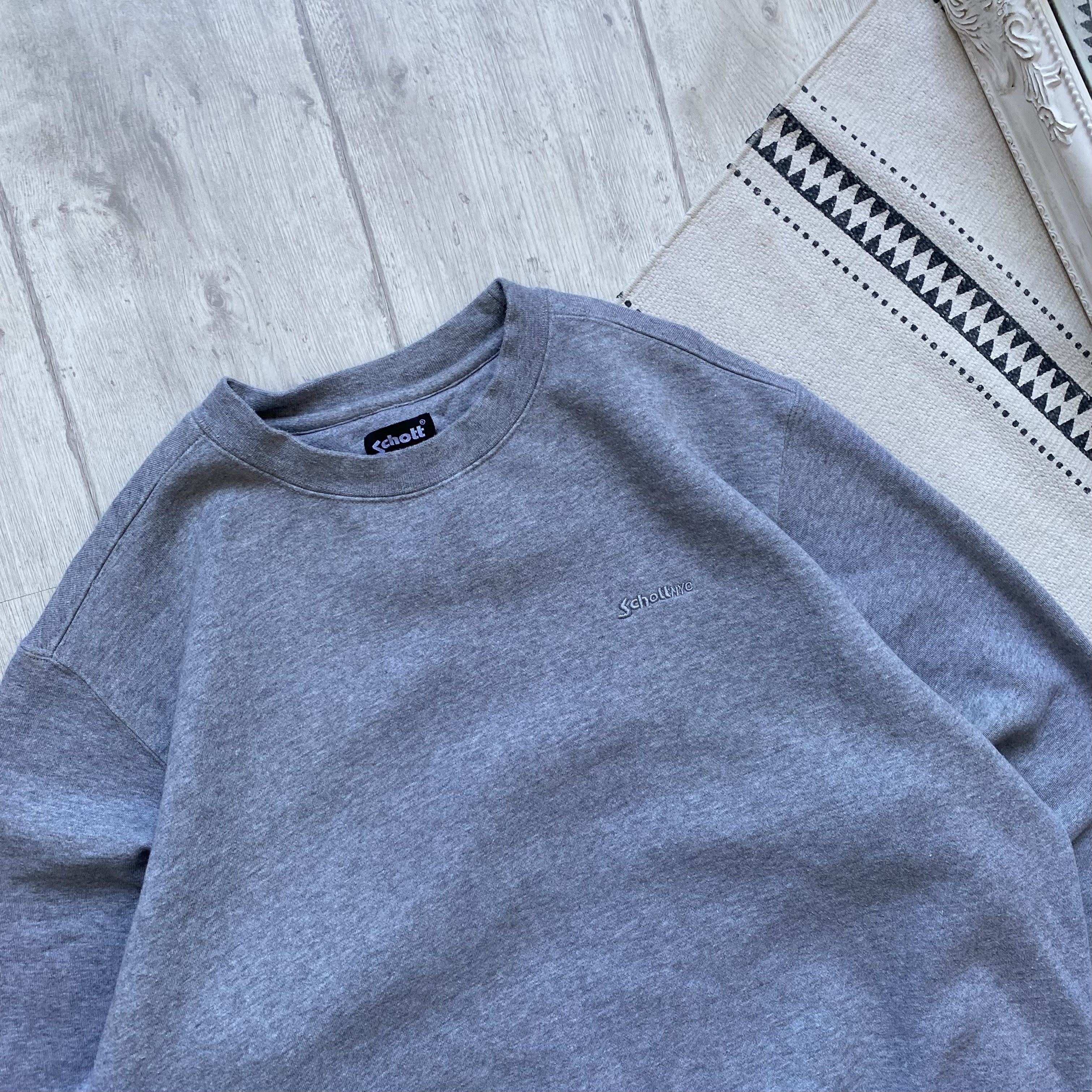Schott Vintage 90s Schoot NYC Heavy Sweatshirt Blank Size US XL / EU 56 / 4 - 2 Thumbnail
