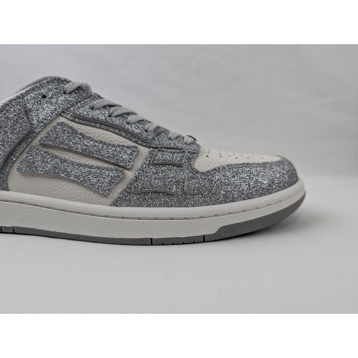 Amiri o1rshd1 Shimmer Skeleton Top Low Sneaker in Silver/White Size US 11 / EU 44 - 4 Thumbnail