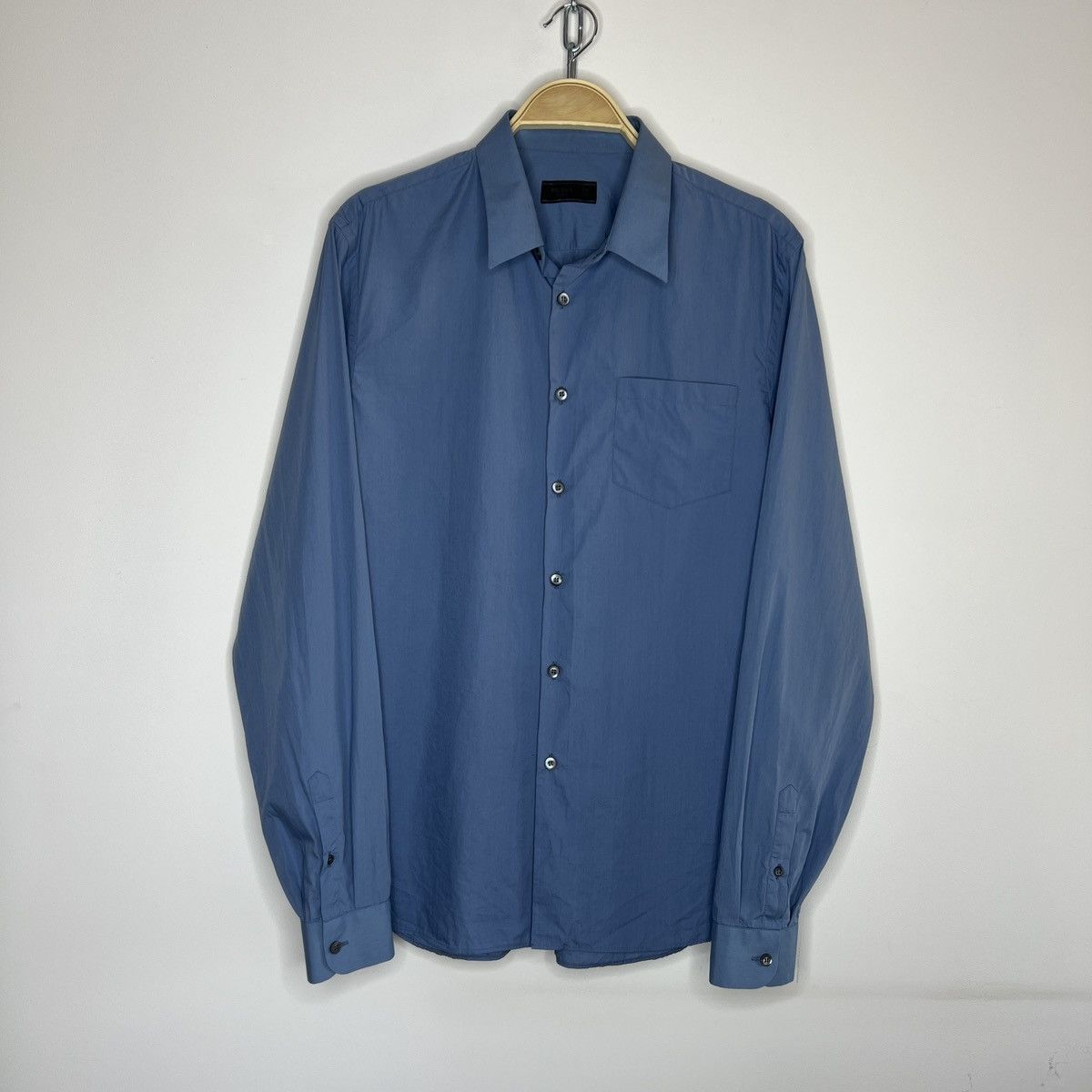 Prada Prada Cotton Shirt Button Up Classic Luxury Navy Blue Size US M / EU 48-50 / 2 - 1 Thumbnail