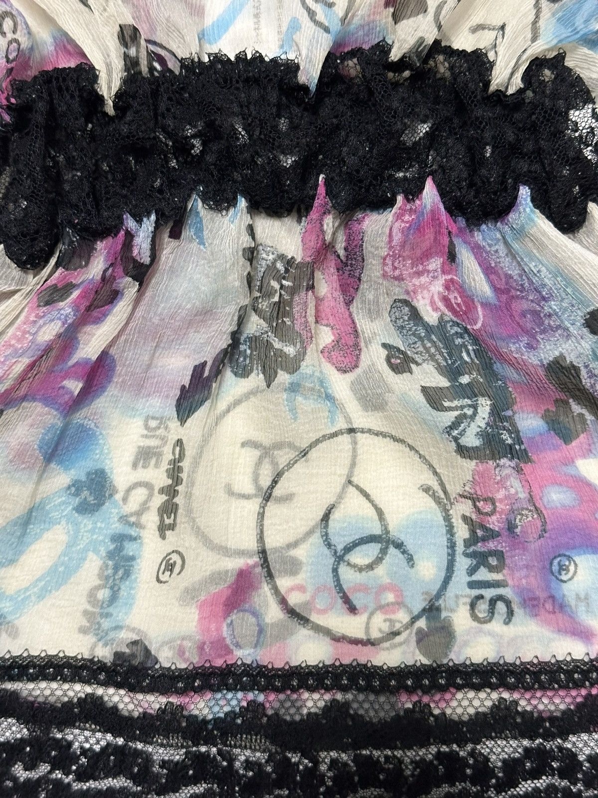 Chanel CHANEL Resort 2007 Graffiti Print Lace Trim Camisole Size M / US 6-8 / IT 42-44 - 4 Thumbnail