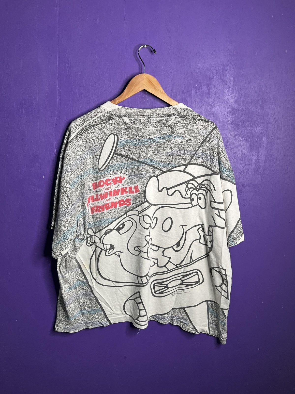 Vintage Vintage 90s Rocky and Bullwinkle AOP t-shirt Size US XXL / EU 58 / 5 - 2 Thumbnail