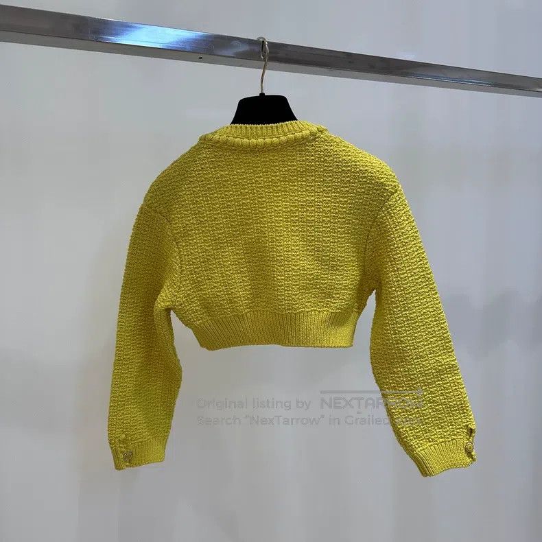 Chanel Chanel Lemon yellow short knitted cardigan coat Size XXS / US 00 / IT 34 - 3 Thumbnail