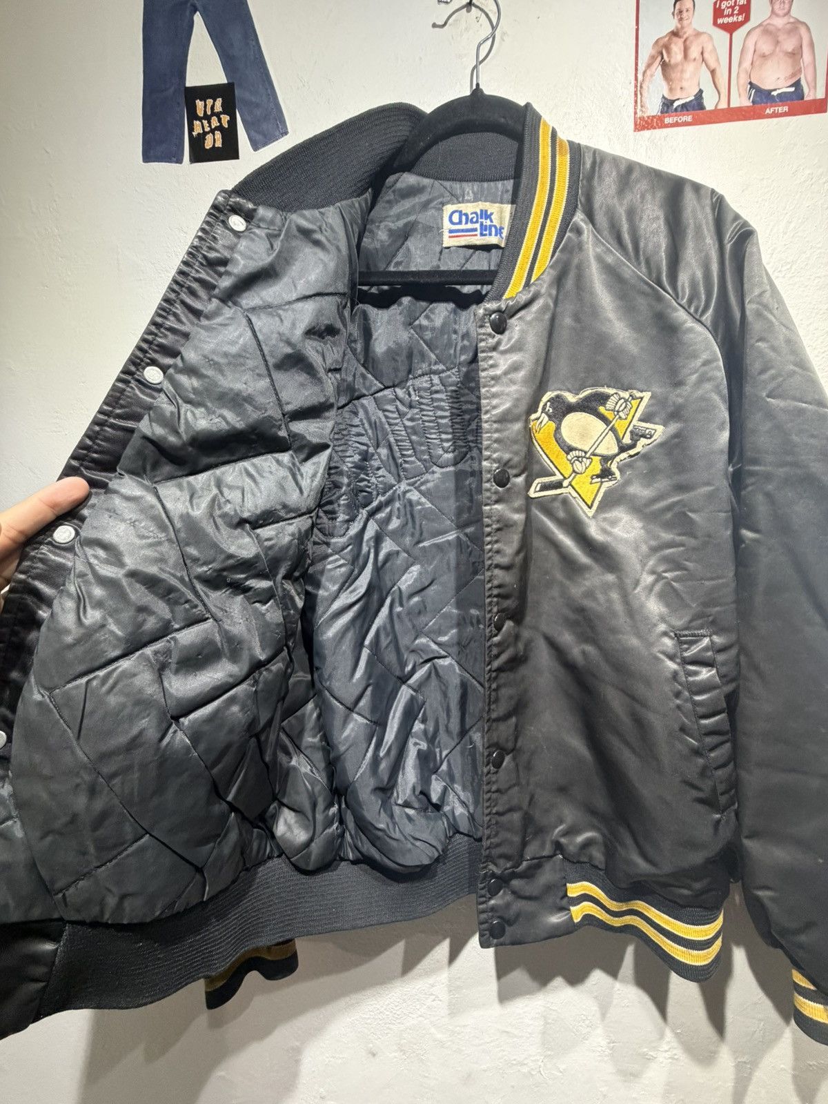 Chalk Line Vintage 90s Pittsburgh Penguins Satin Bomber Jacket Size US L / EU 52-54 / 3 - 18 Thumbnail