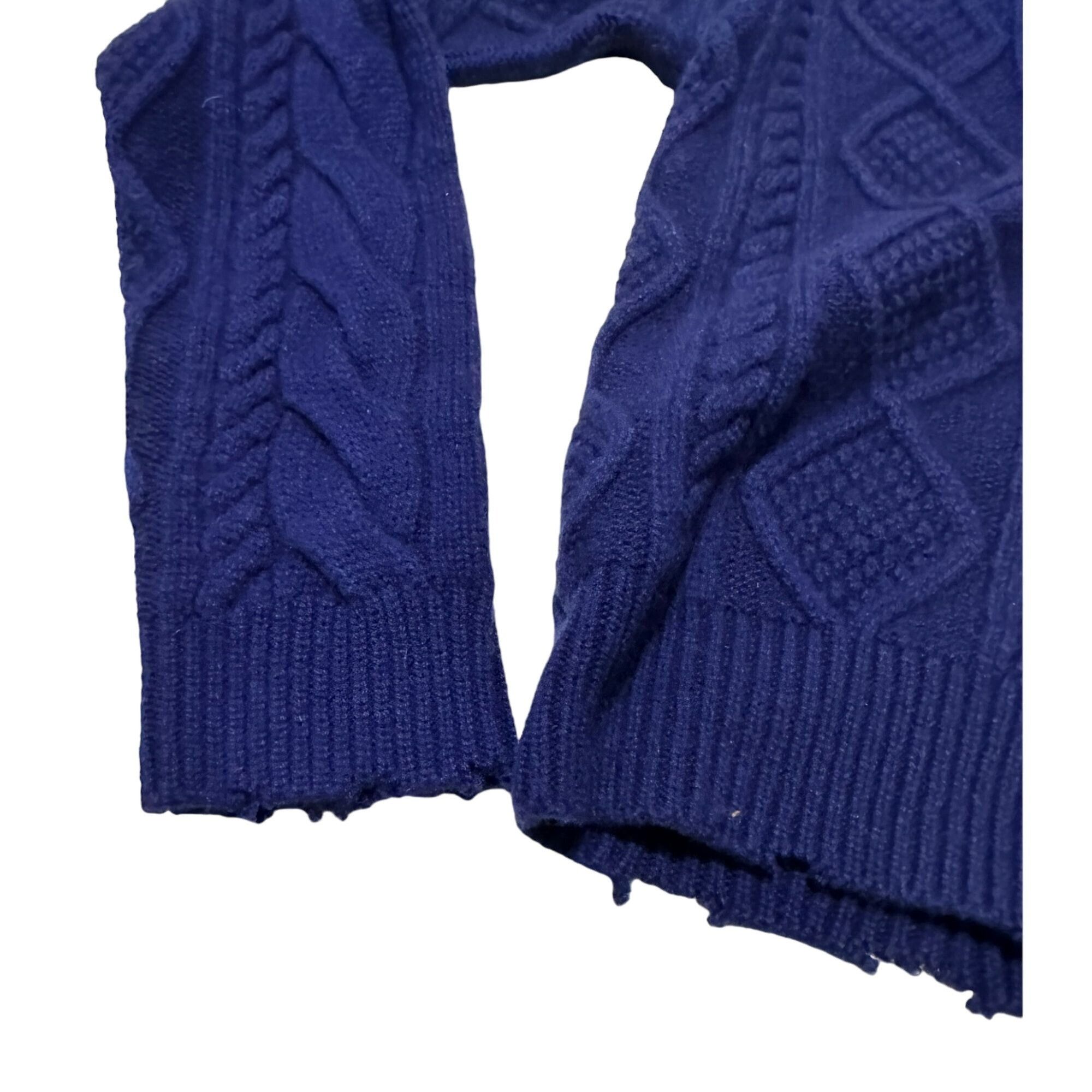 Rta RtA Zane Reverse V-Neck Cable Knit Sweater, Blue, Size S, N Size S / US 4 / IT 40 - 10 Thumbnail