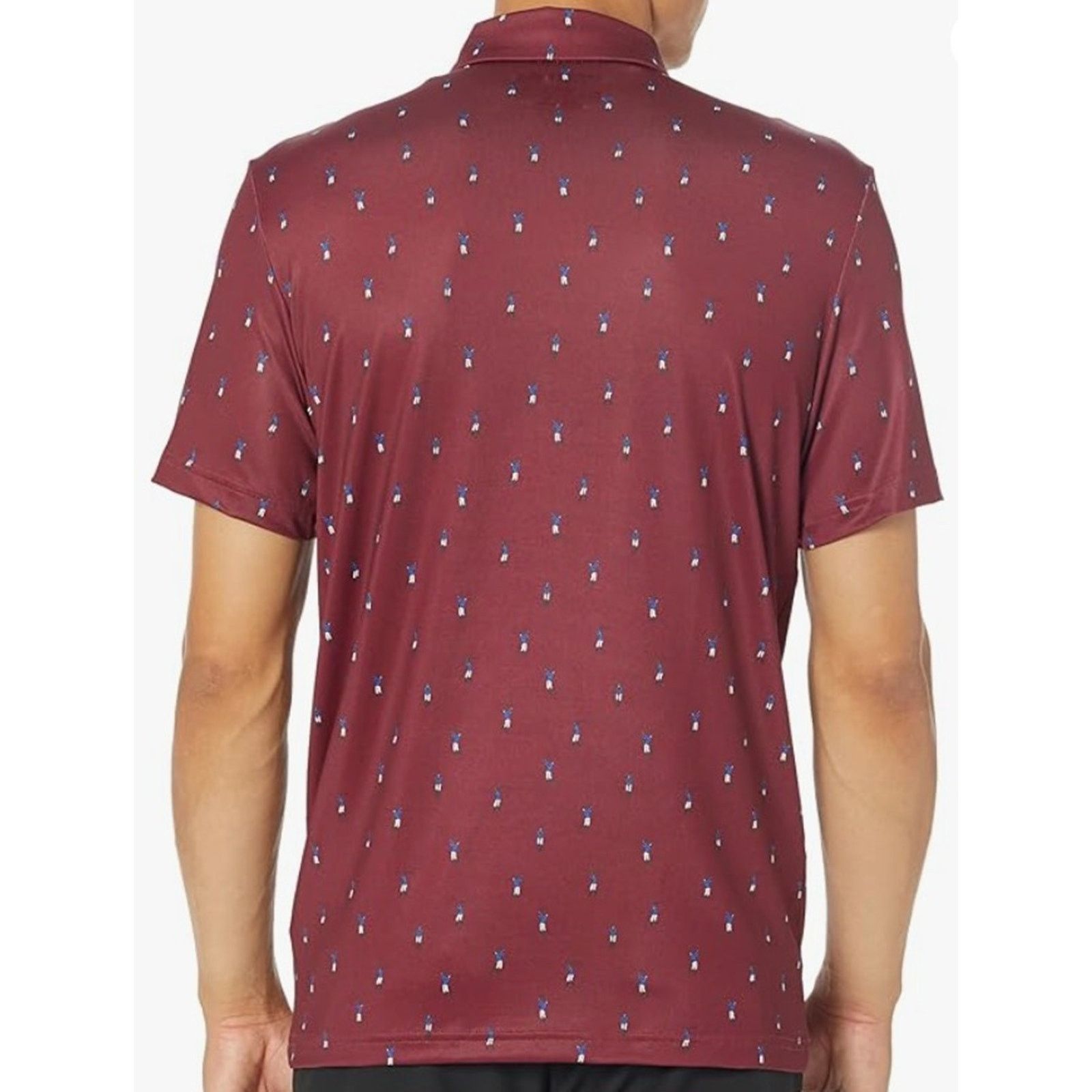 Lacoste Lacoste Men's Golf Printed Recycled Polyester Polo Wine XL Size US XL / EU 56 / 4 - 3 Thumbnail
