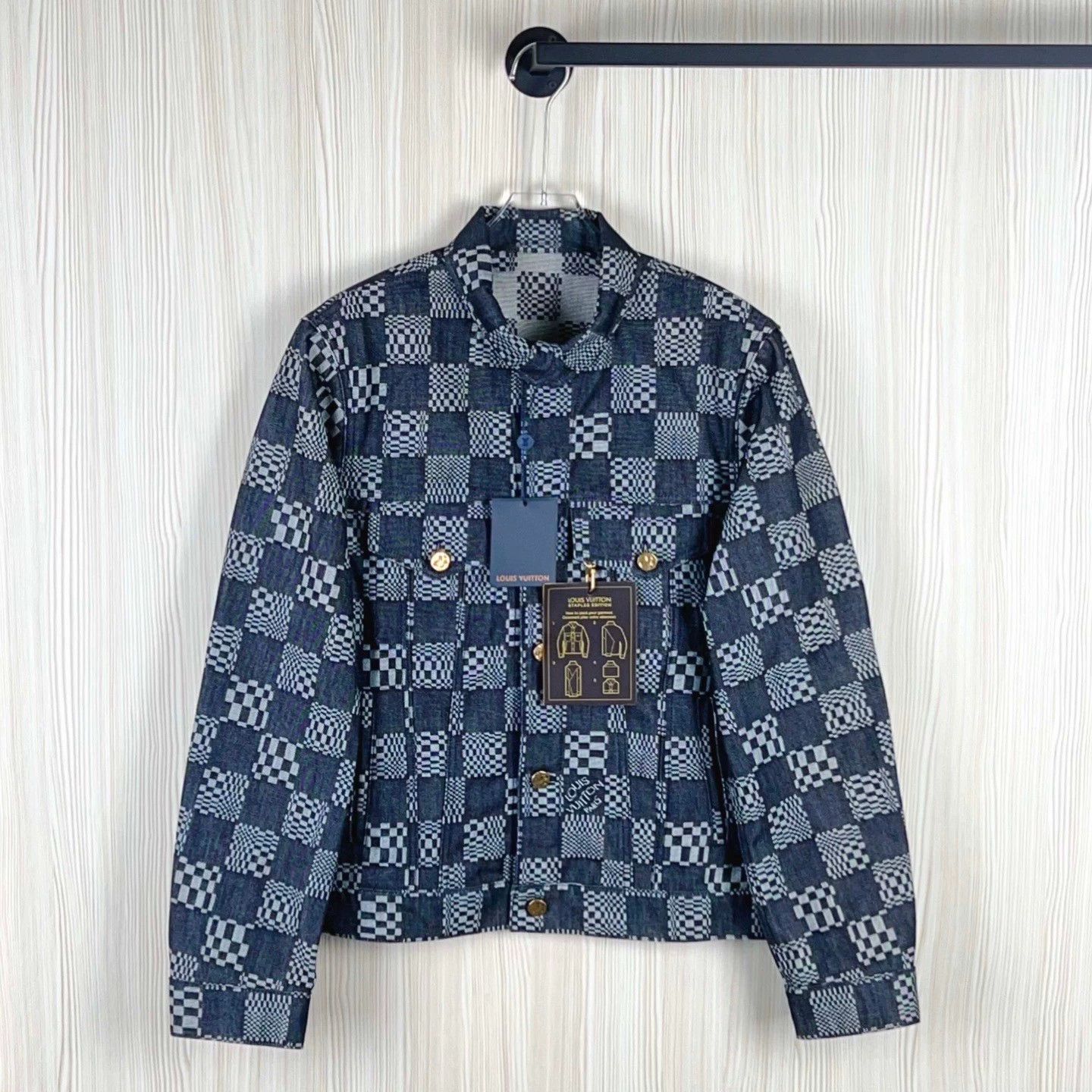 lv denim jacket with unique pattern