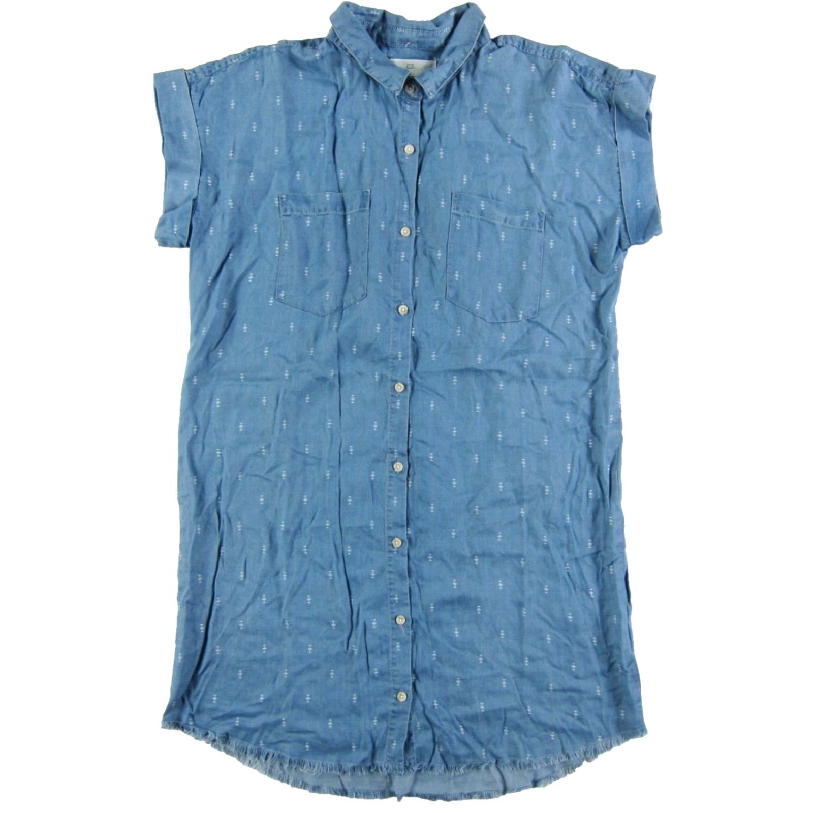 Vintage Thread Supply Tencel Blue Collared Pocket Button Down Shirt Dress Large Shirt Dress Womens Blue Tencel Pockets Front Pocket Dress/ Shirt Dress Size L / US 10 / IT 46 - 2 Thumbnail