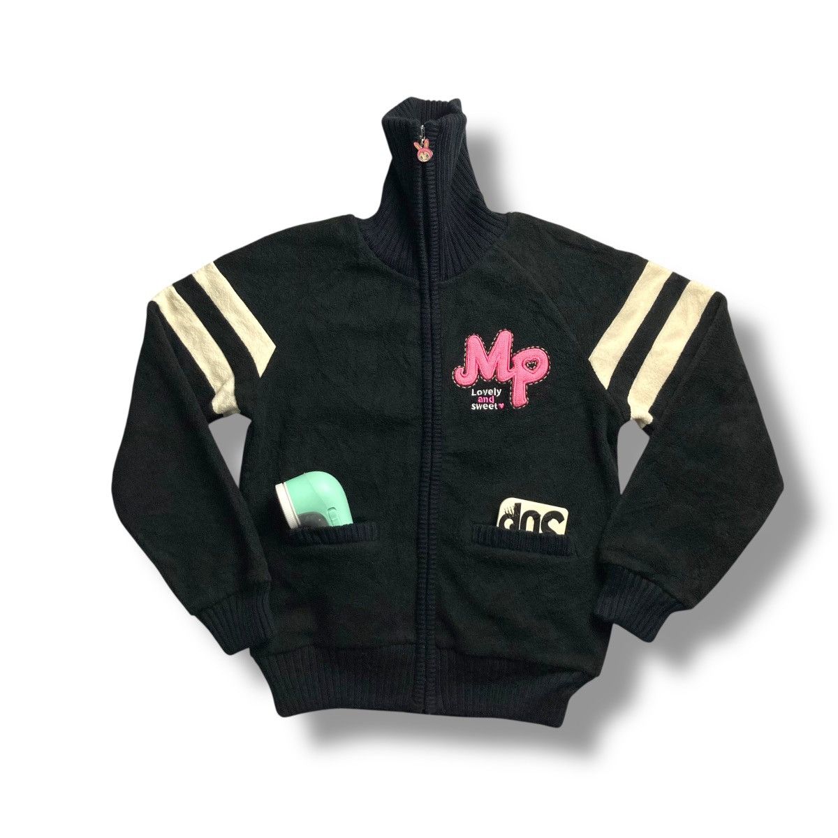 Hysteric Glamour 🇯🇵 🩷🖤 MEZZO PIANO EMBROIDERED LOGO FULL ZIP WOOL JACKET Size L / US 10 / IT 46 - 2 Thumbnail