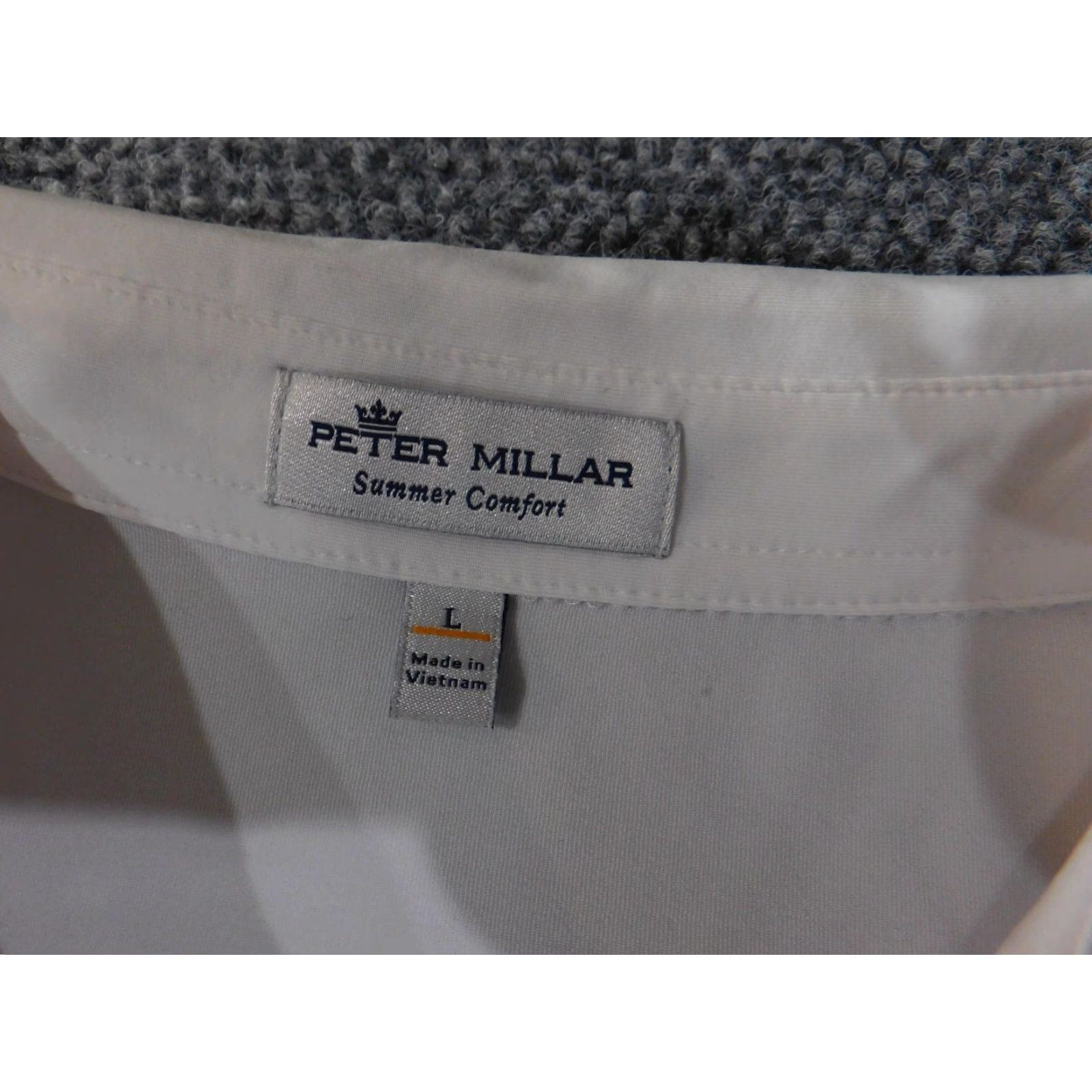 Peter Millar Peter Millar Polo Shirt Mens Large White Blue Summer Comfort Golf EXLTUBE Logo Shirt Mens Large White/Blue Stripe Polo Size US L / EU 52-54 / 3 - 5 Thumbnail