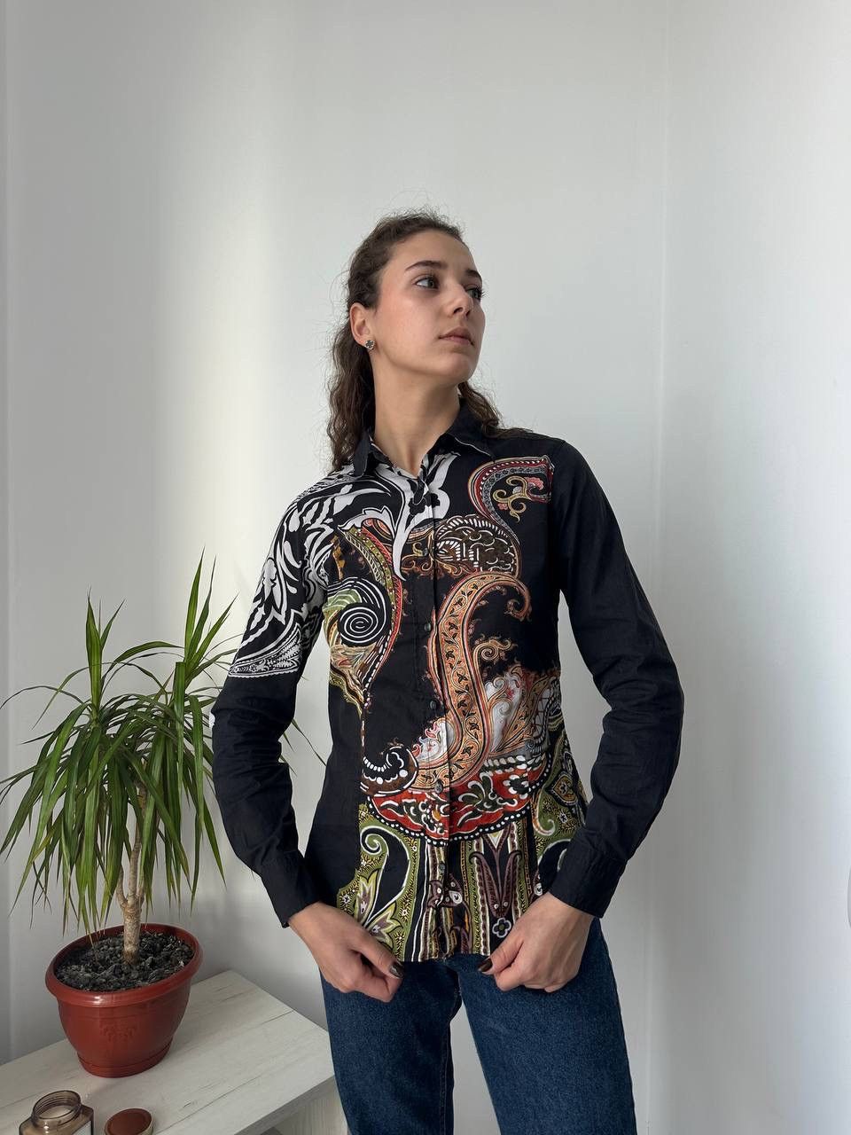 Etro × Vintage Vintage ETRO Womens Floral Black Patterned Shirt Size S / US 4 / IT 40 - 14 Thumbnail
