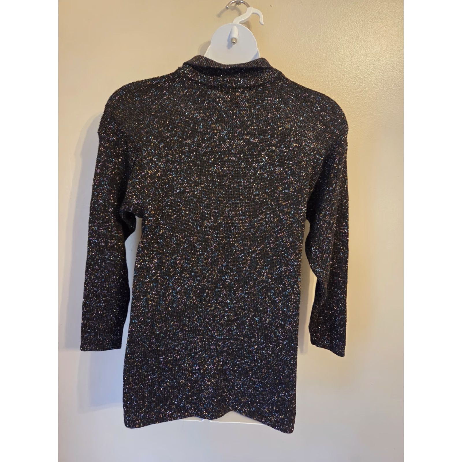 Vintage VINTAGE Gerard Works Metallic Black Collared Sweater Womens M 80s Pullover Long Sleeve Black 80s Style Size M / US 6-8 / IT 42-44 - 5 Thumbnail