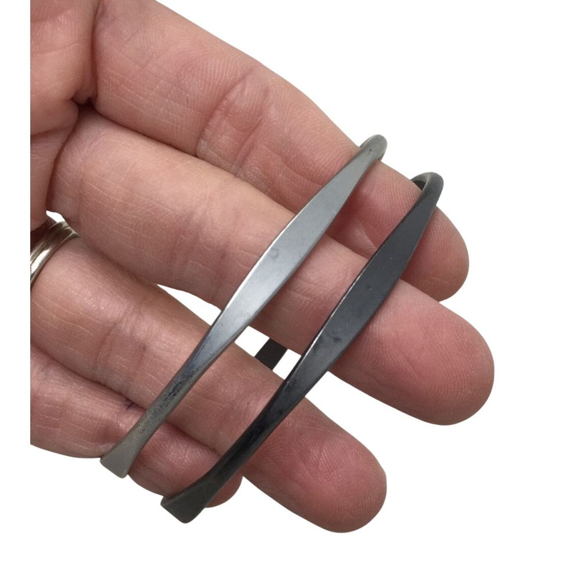 Other Pair of Women's Black and Silver tone Bangle Bracelets (2) Size ONE SIZE - 3 Thumbnail
