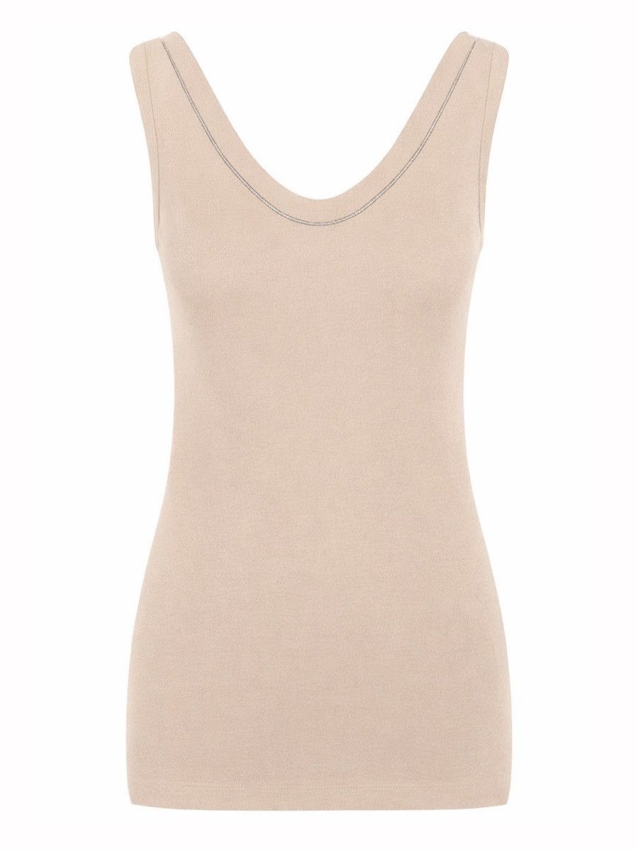 Brunello Cucinelli BRUNELLO CUCINELLI COTTON TANK TOP - BEIGE Size L / US 10 / IT 46 - 1 Thumbnail