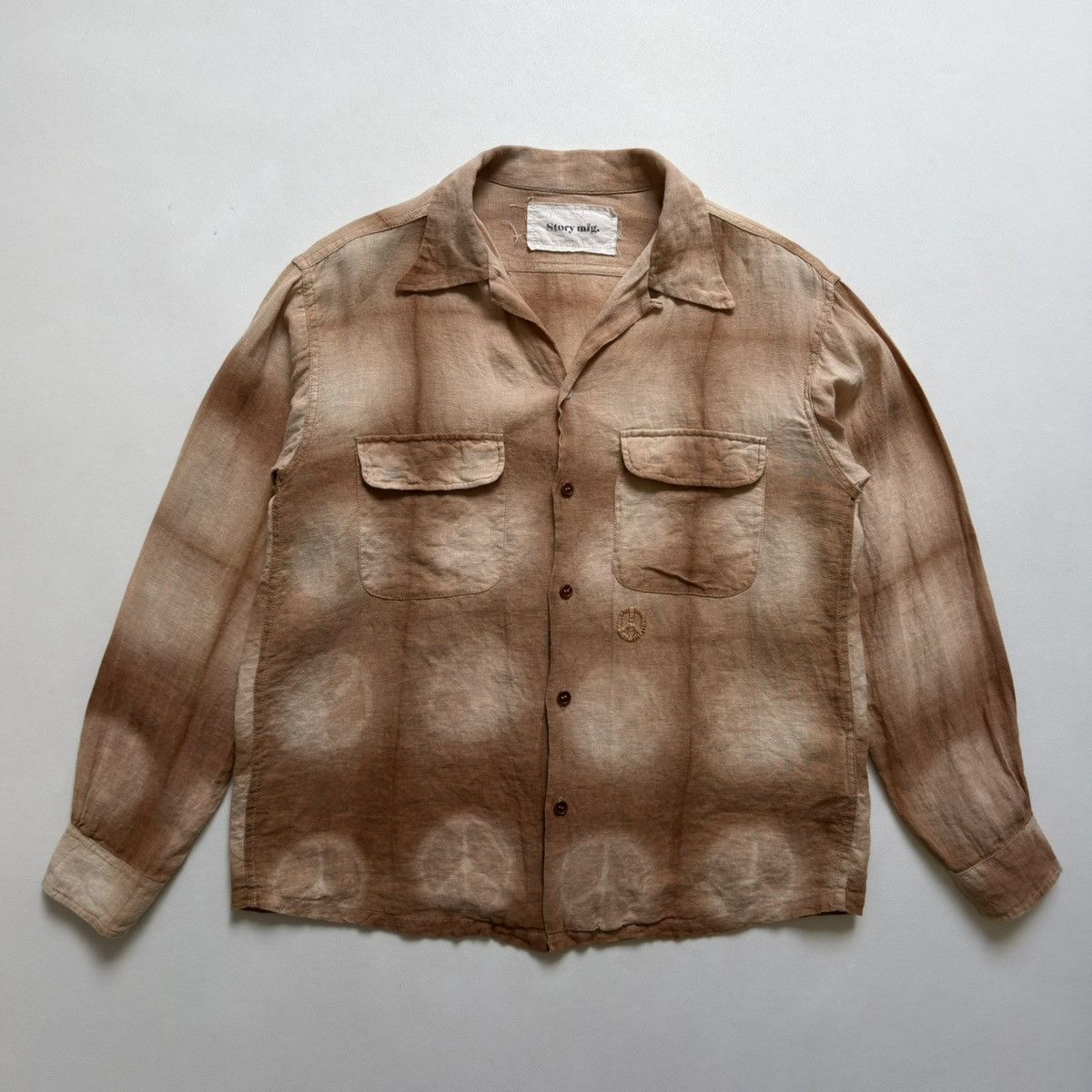 Story Mfg. Brown/Beige ‘Peace Tie Dye’ Print Shirt Size US S / EU 44-46 / 1 - 17 Thumbnail