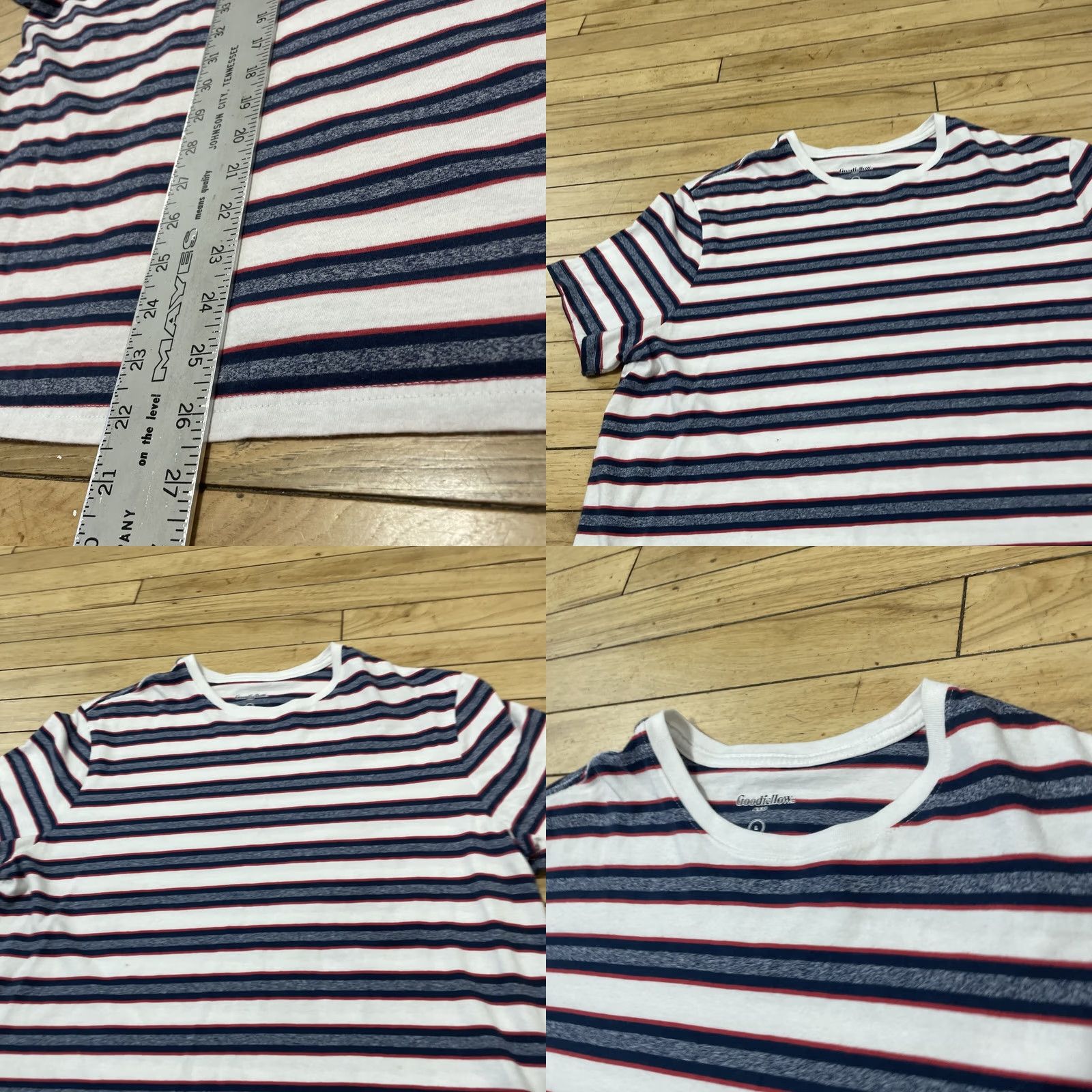 Vintage VINTAGE Goodfellow & Co T Shirt Mens L White Stripe Hoop Red Blue Preppy Retro Skate Tee L Size US L / EU 52-54 / 3 - 8 Thumbnail