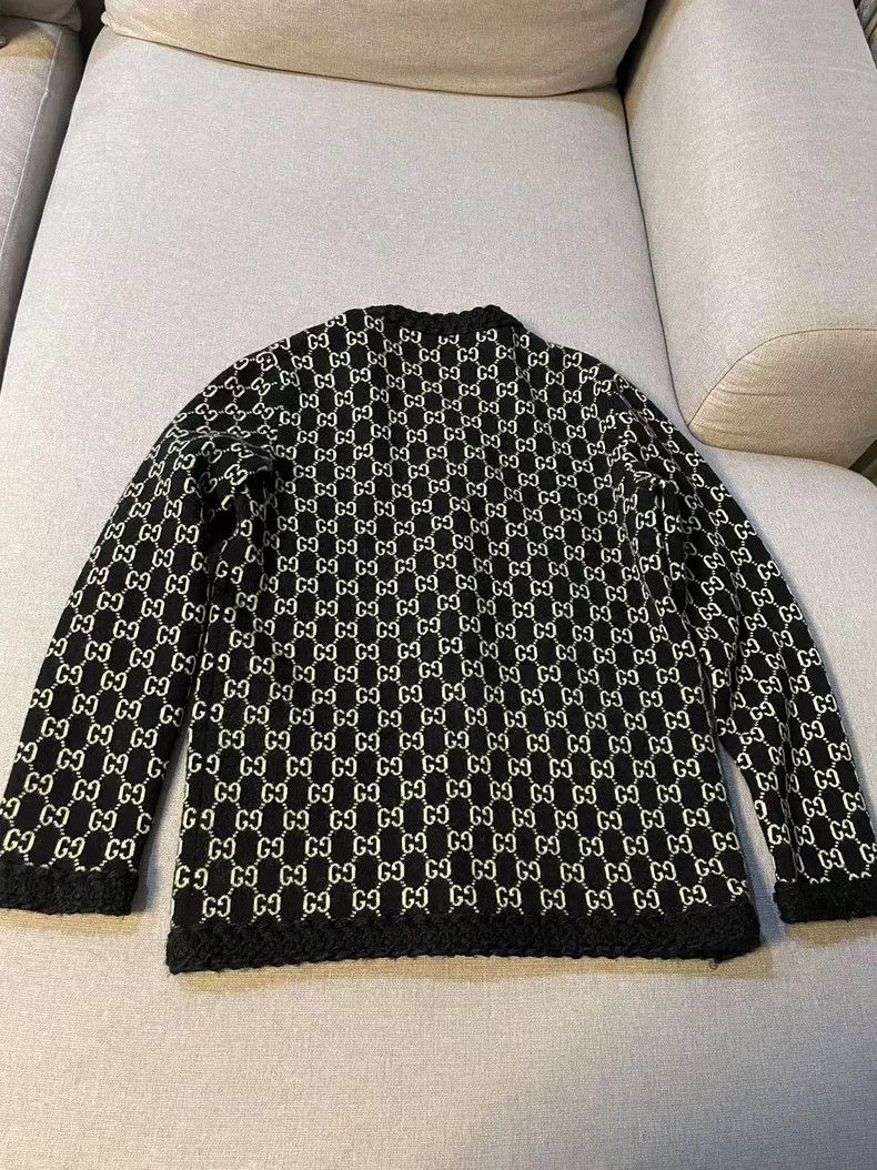 Gucci Gucci Black GG full print logo wool cardigan jacket 2501-Ne Size US XS / EU 42 / 0 - 1 Thumbnail