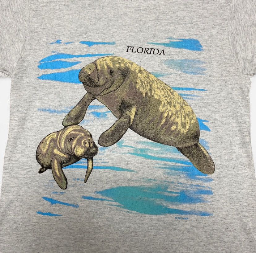 Other Vintage 90s Manatee Florida Animal grey Tshirt Size US M / EU 48-50 / 2 - 2 Thumbnail