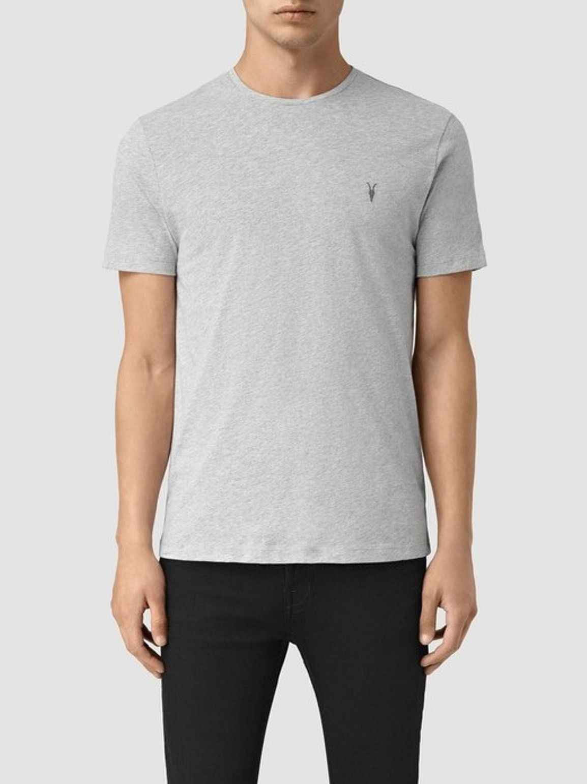 Allsaints AllSaints Mens Grey T-Shirt Ramskull Logo Minimalist Casual Size US M / EU 48-50 / 2 - 1 Thumbnail