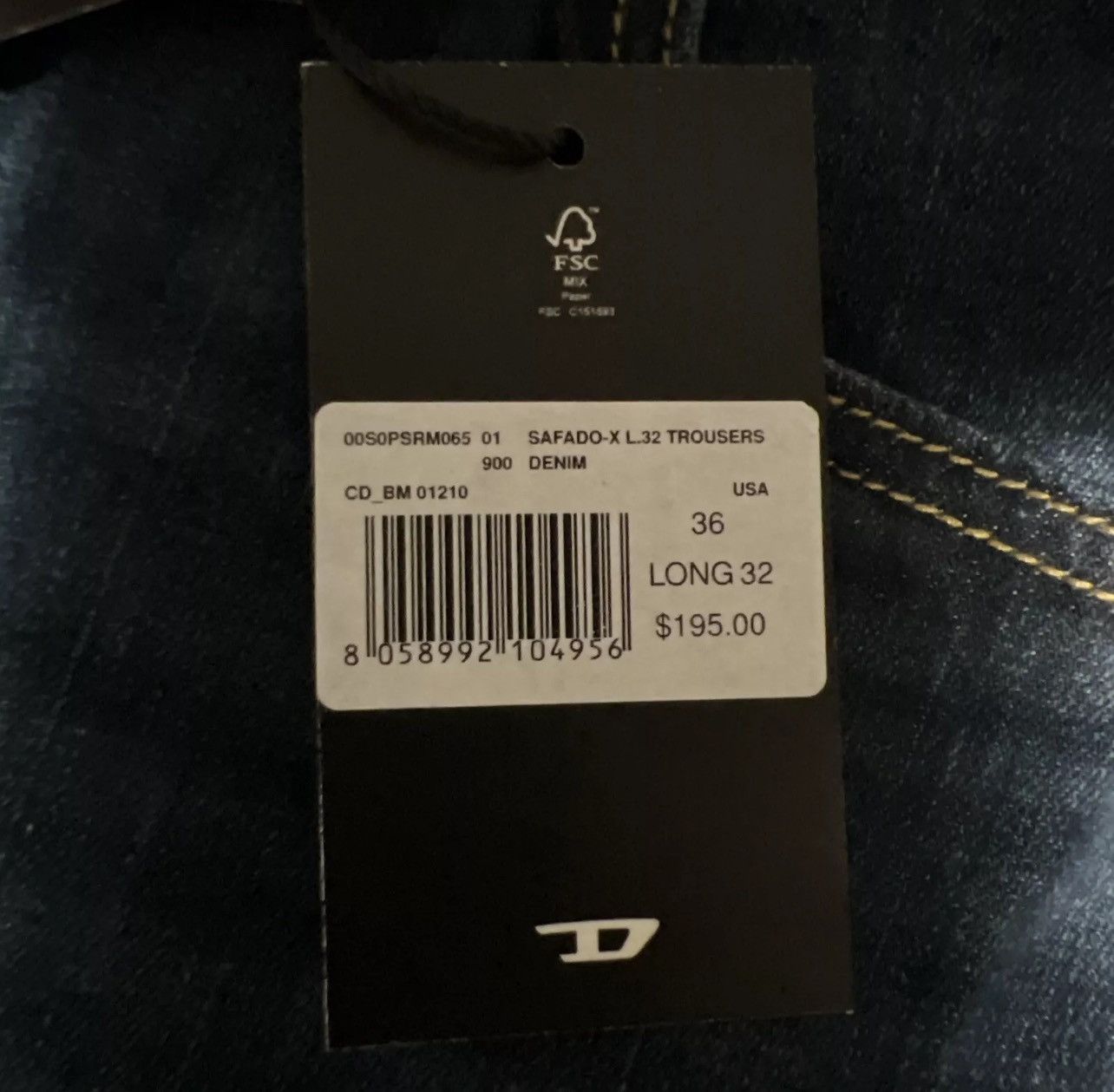 Diesel Diesel Mens Safado Straight Jeans RM065 Dark Blue Size 36/32 Size US 36 / EU 52 - 7 Thumbnail