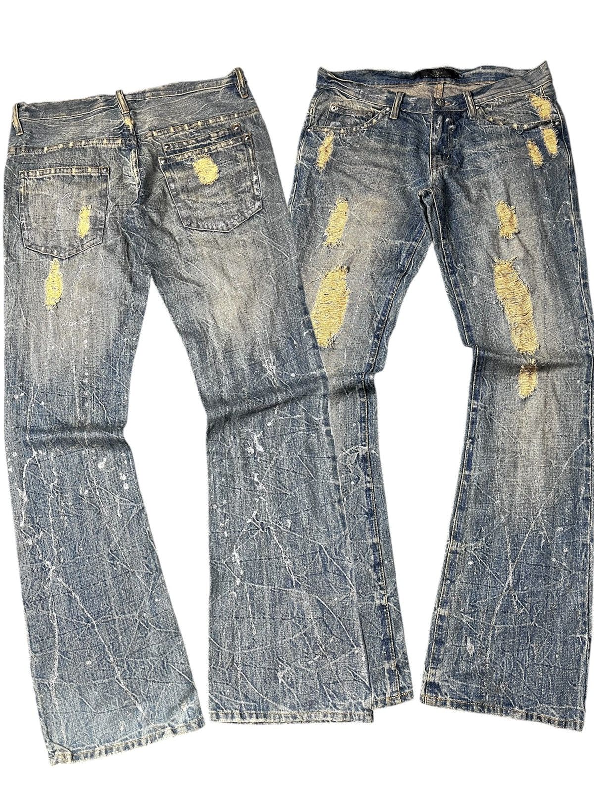 Japanese Brand Japanese MIDAS distressed Super flare jeans Size US 30 / EU 46 - 1 Thumbnail