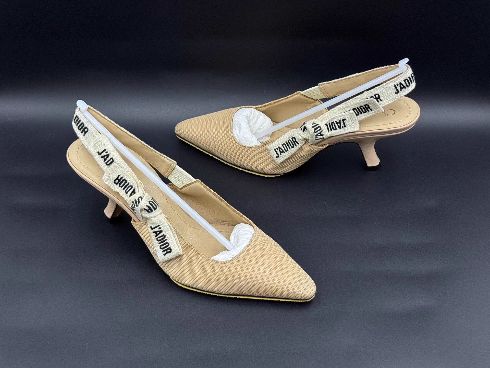 Dior DIOR J'Adior Fabric Slip-on Kitten Heel Nude 6.5cm Size US 4 / IT 34 - 4 Thumbnail