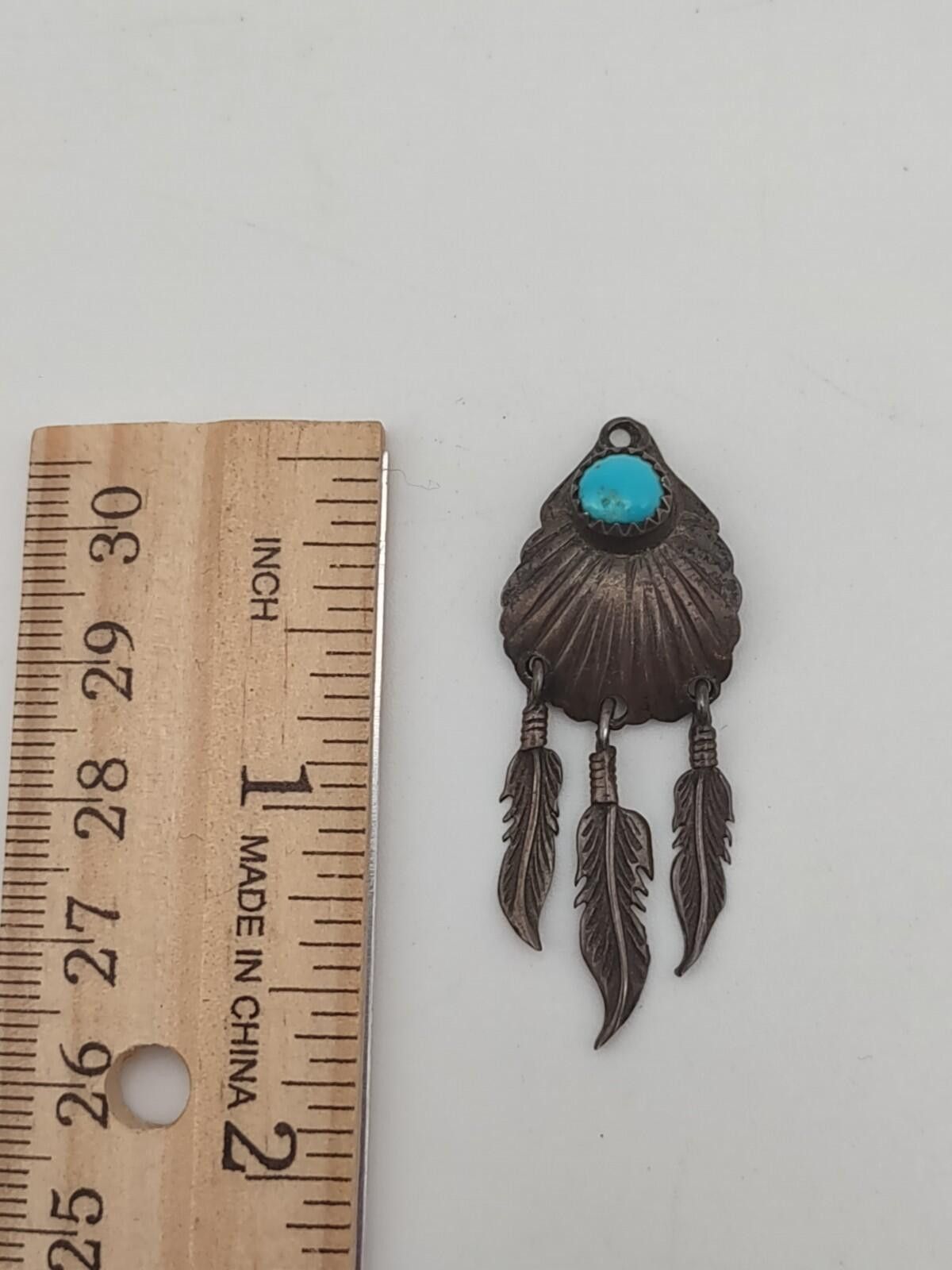 The Unbranded Brand Southwestern 925 Silver Turquoise Concho Shell Feather Charm Size ONE SIZE - 2 Thumbnail