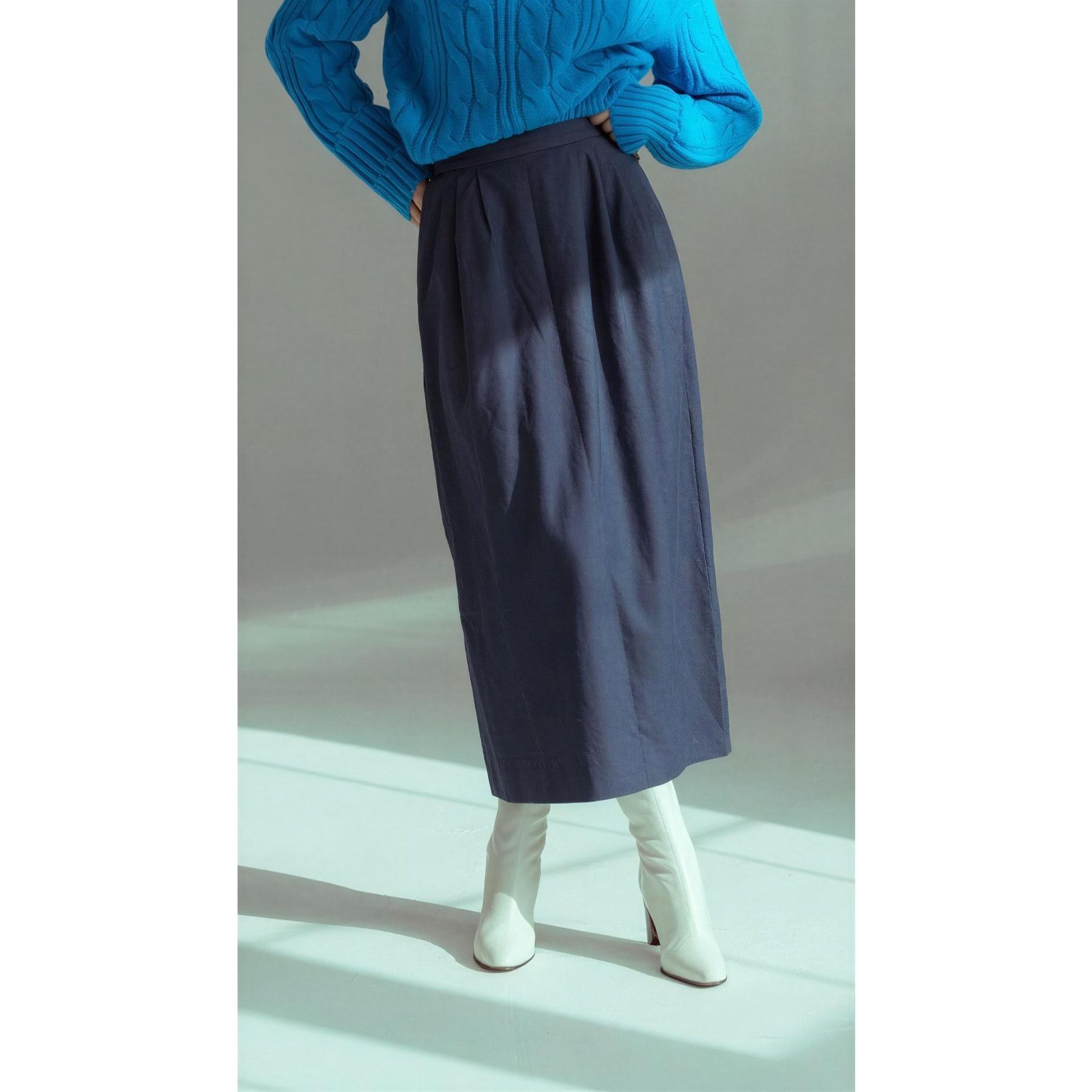 Talbots Talbots Petites Skirt Womens 6P Navy Blue Pleated Midi Size 28" / US 6 / IT 42 - 1 Thumbnail