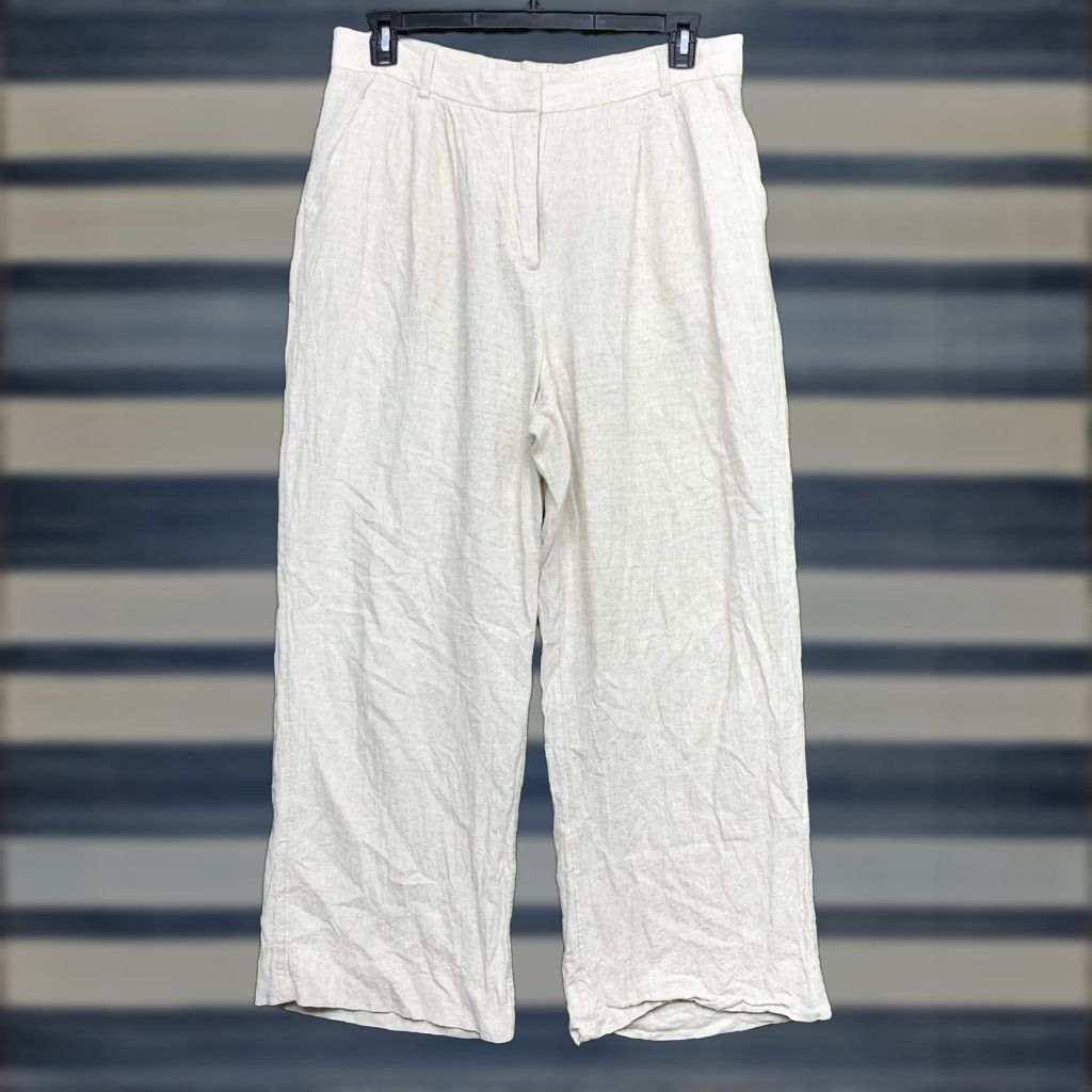 Abercrombie & Fitch VINTAGE Abercrombie & Fitch Linen Pants Womens 14 Wide Leg High Rise Baggy Beach Bohemian City Size 36" / US 14 / IT 50 - 1 Thumbnail