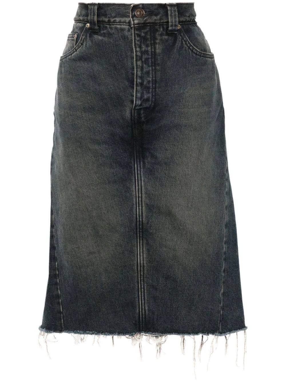 Balenciaga o1la1rc1a1024 Denim Skirt Shorts in Brown/Marine Blue Size 28" / US 6 / IT 42 - 1 Thumbnail