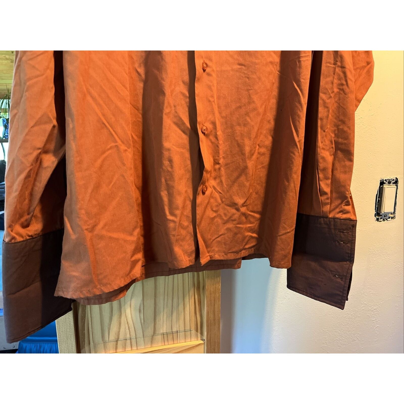 Other Veezo Men’s XL Orange Brown LS Button Polyester Blend Shirt Size US XL / EU 56 / 4 - 10 Thumbnail