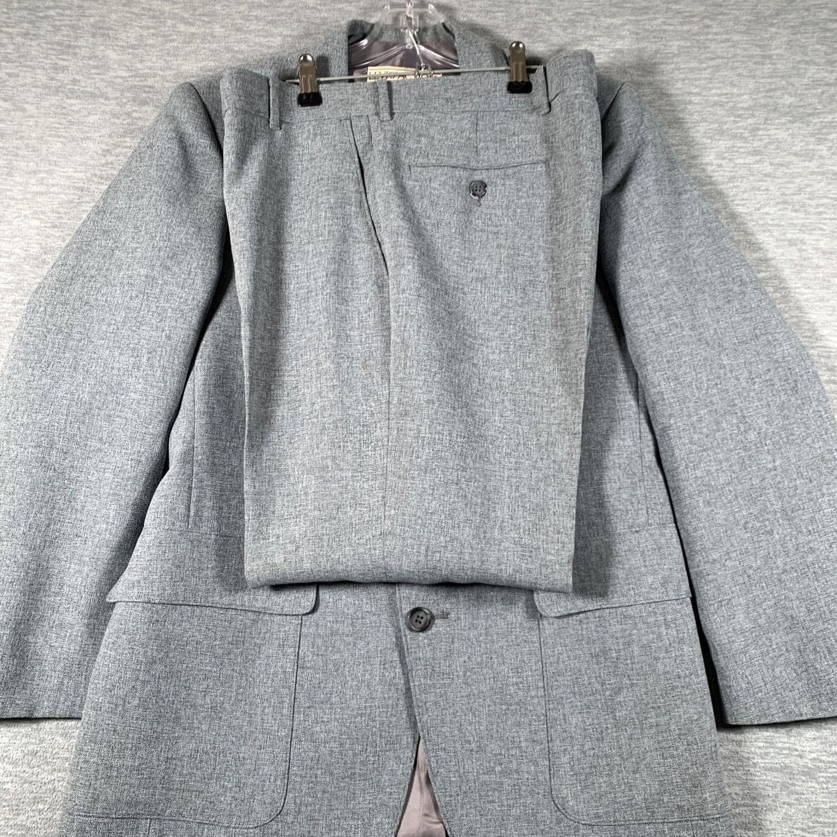 Levi's VINTAGE Levi's Suit 3 Piece Mens 46 Gray Tweed STA-PREST 37x28 Set Size 46R - 2 Thumbnail