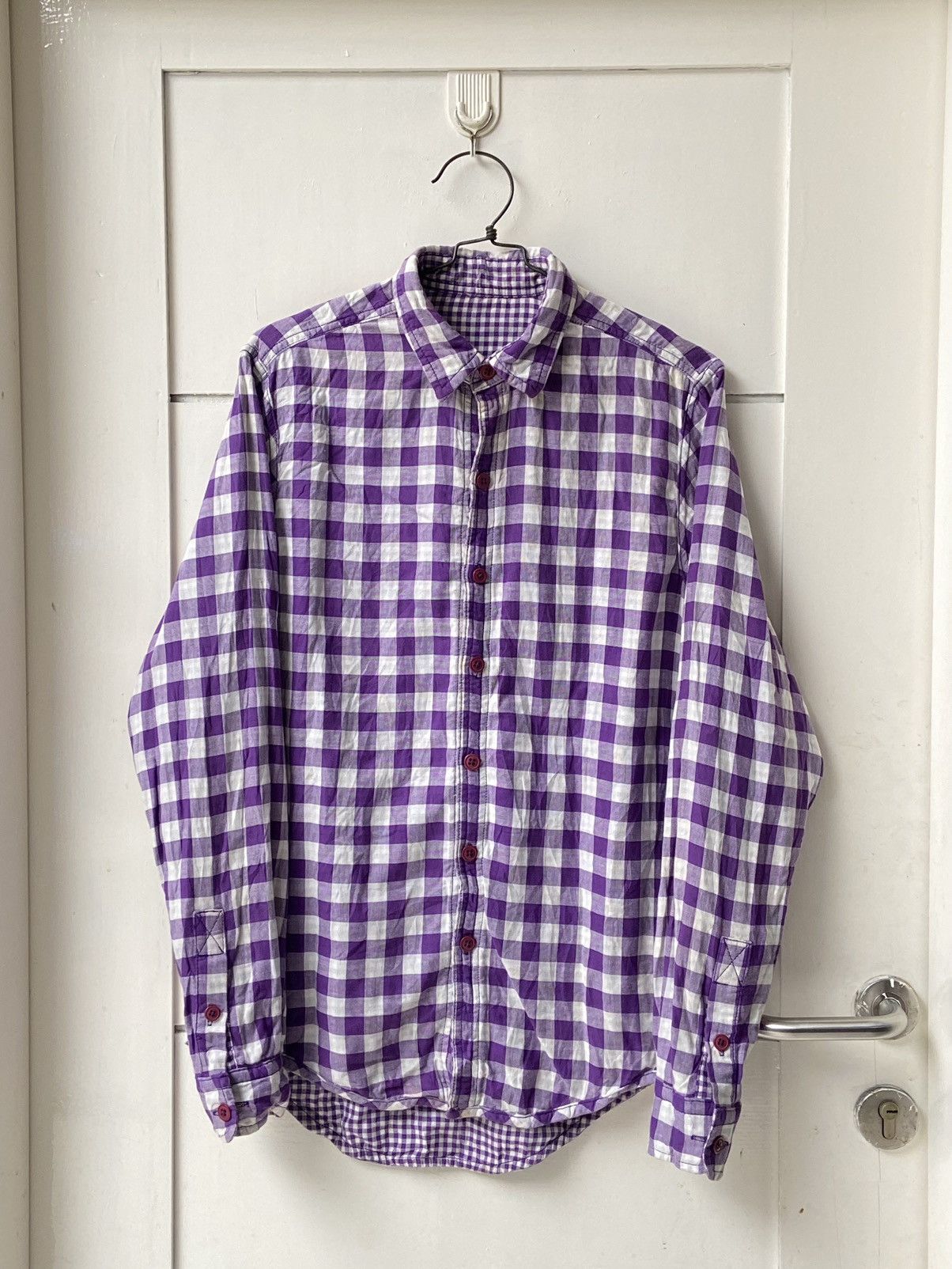 Japanese Brand × Neighborhood × izzue IZZUE Purple Plaid Shirt Size US S / EU 44-46 / 1 - 1 Thumbnail