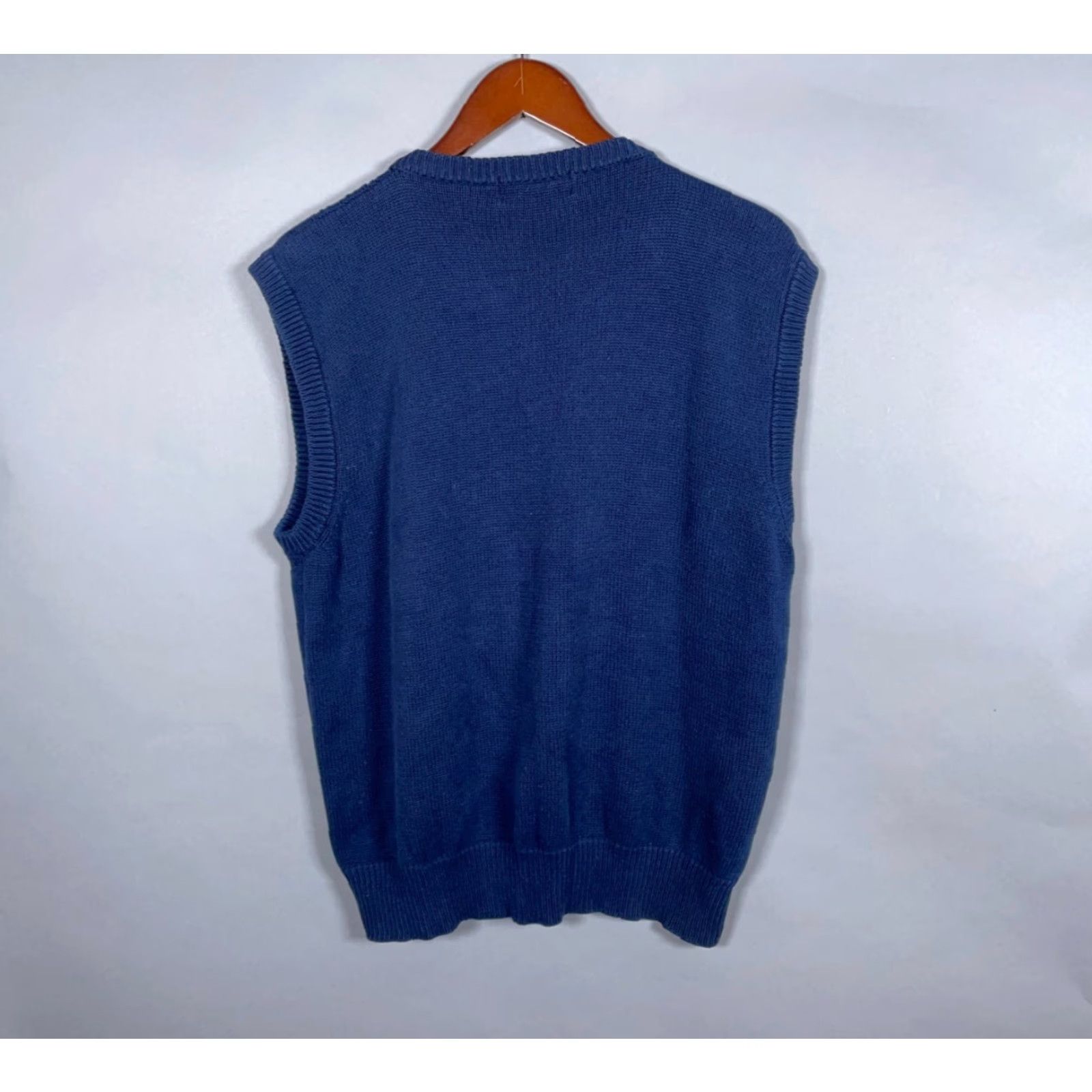 Vintage VINTAGE Hathaway Men's Sweater Vest Adult Large Cable Knit Cotton Preppy Golf Blue Size US L / EU 52-54 / 3 - 2 Thumbnail
