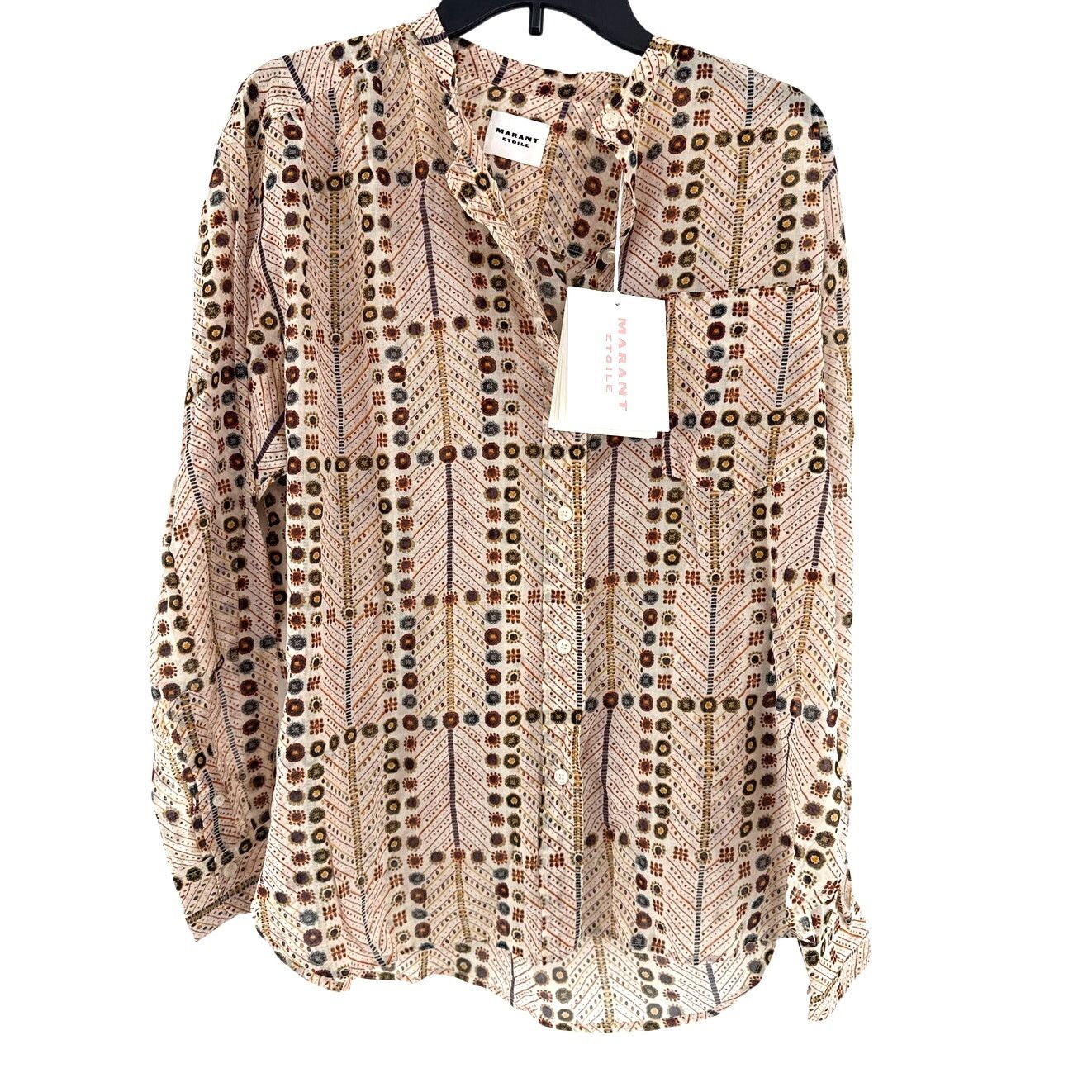 Isabel Marant Etoile Marant Etoile Ecru Mexika Printed Cotton Blouse 38 | Medium Size M / US 6-8 / IT 42-44 - 9 Thumbnail