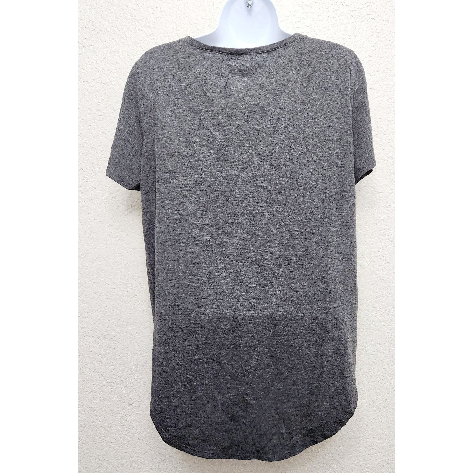 Other Mudd Gray Heathered V Neck Short Sleeve Top Large Stretch Size L / US 10 / IT 46 - 2 Thumbnail