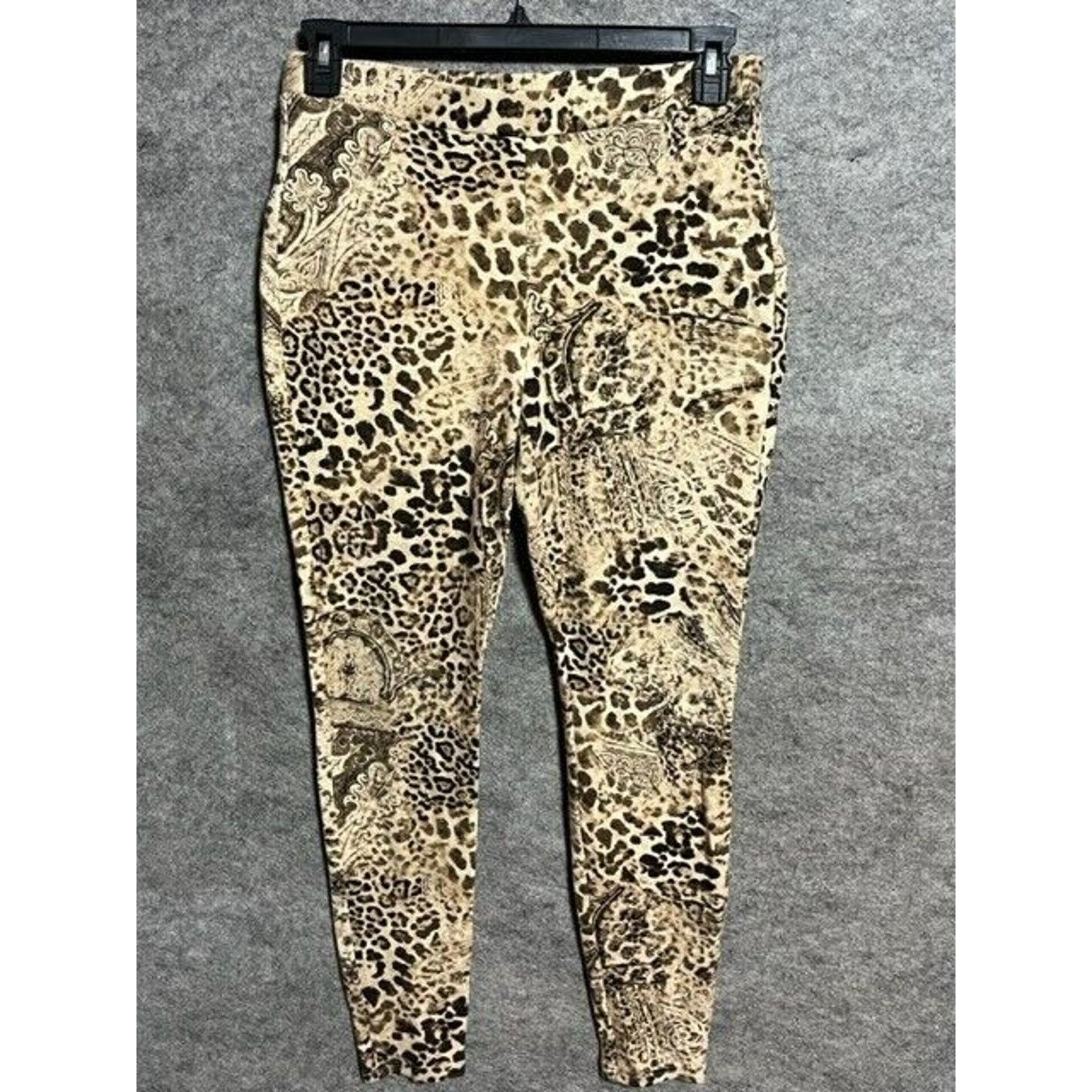 Chicos Chico's Leggings Womens Size 1 Brown Leopard Print Ponte Size 29" - 1 Thumbnail