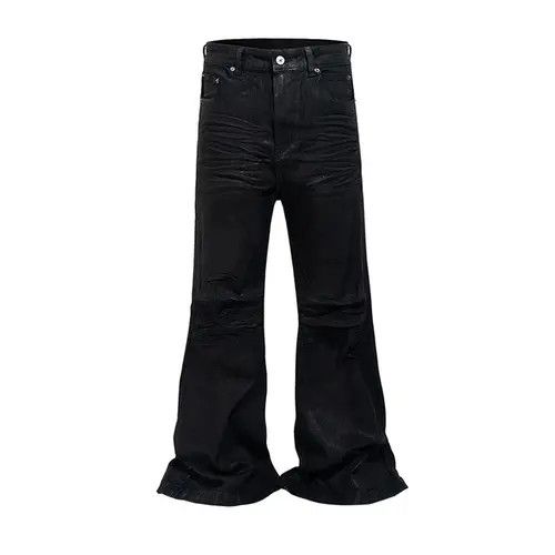 Japanese Brand Fukuzawa x Chi Vinyl Coated Crease Denim Flared Jeans Size US 29 - 6 Thumbnail