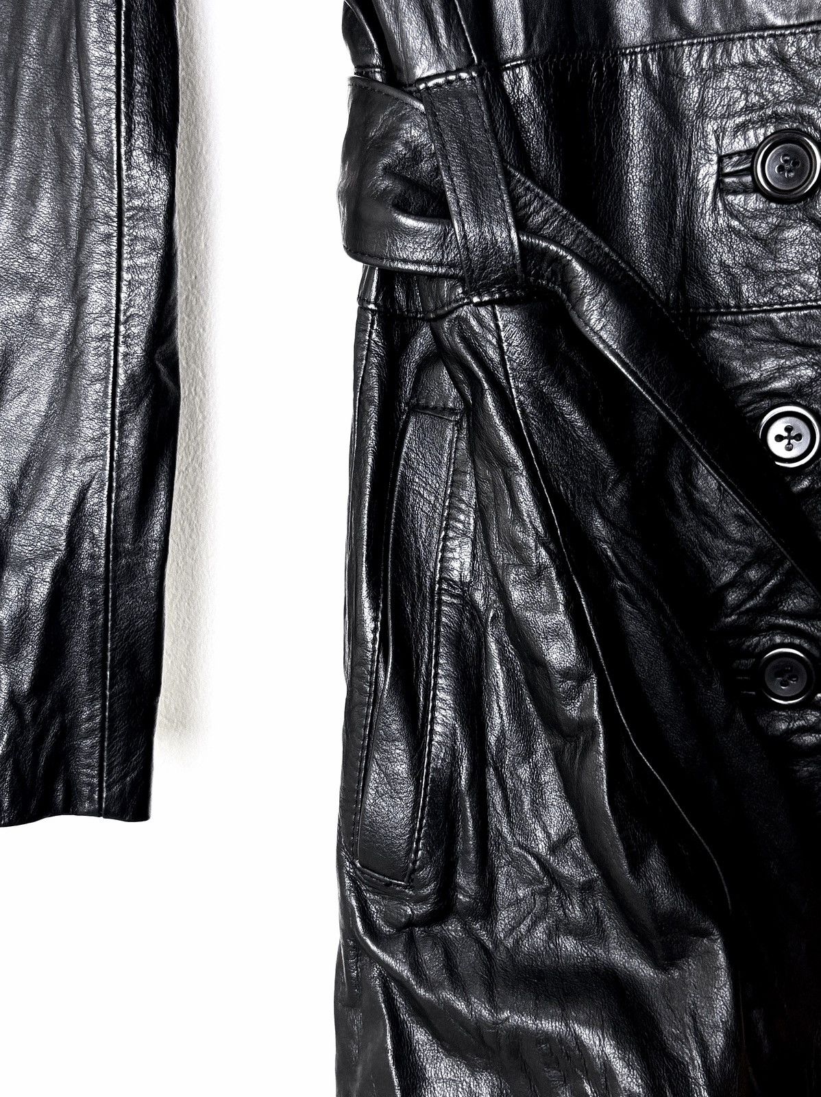 Genuine Leather PRUNE Gothic Vampire Leather Trench Coat Size L / US 10 / IT 46 - 12 Thumbnail