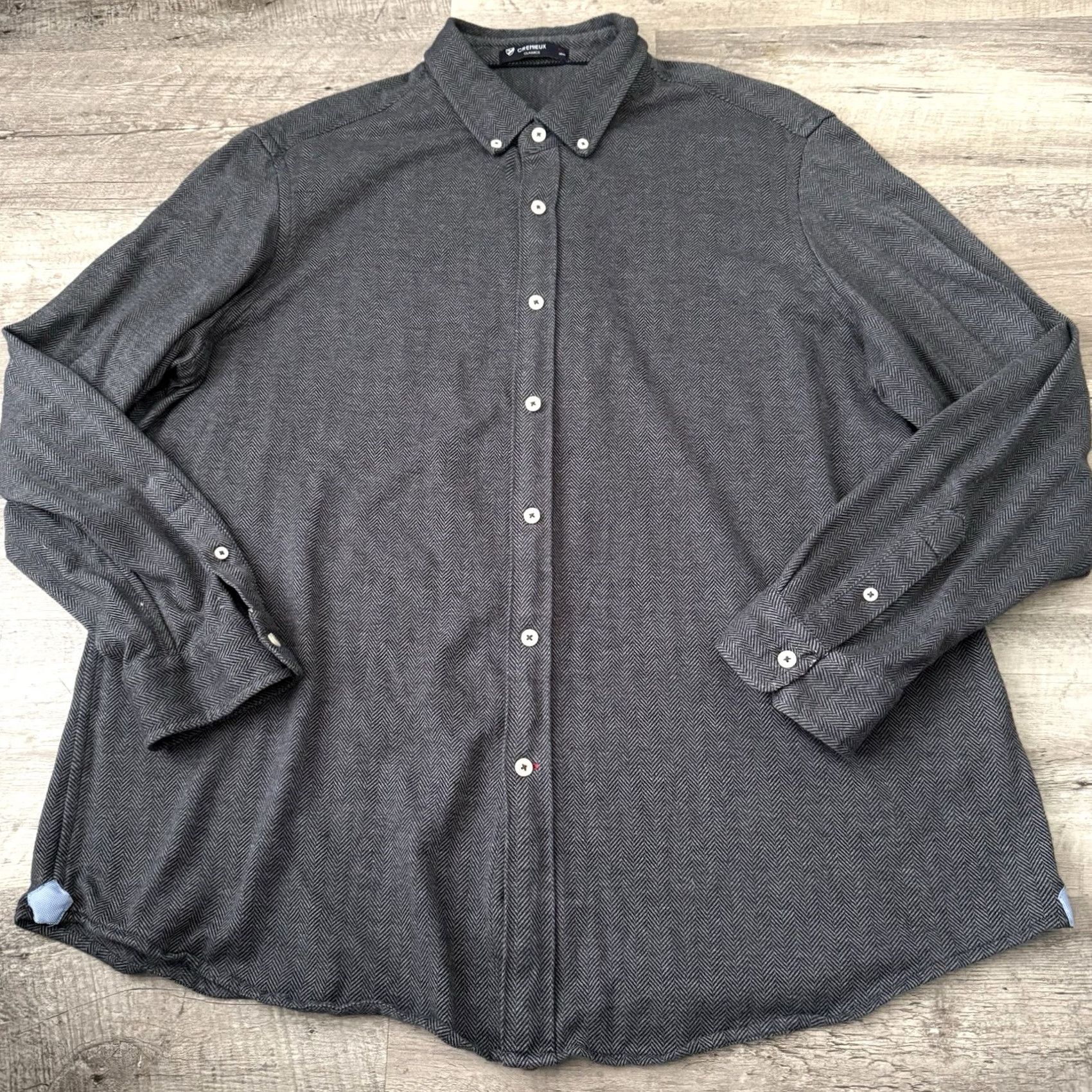Cremieux Cremieux Classics Shirt Mens 2XL Gray Herringbone Knit Button-Down Long Sleeve Size US XXL / EU 58 / 5 - 7 Thumbnail