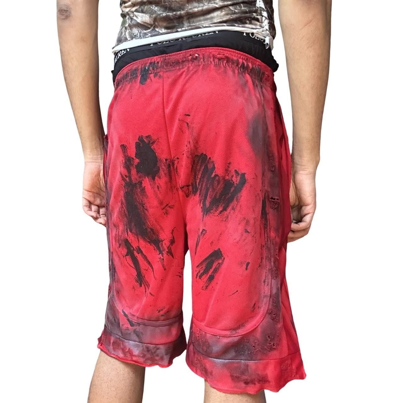 Other ASTROBOI* Red Distress Black Painted Basketball Shorts - Med Size US 32 / EU 48 - 5 Thumbnail
