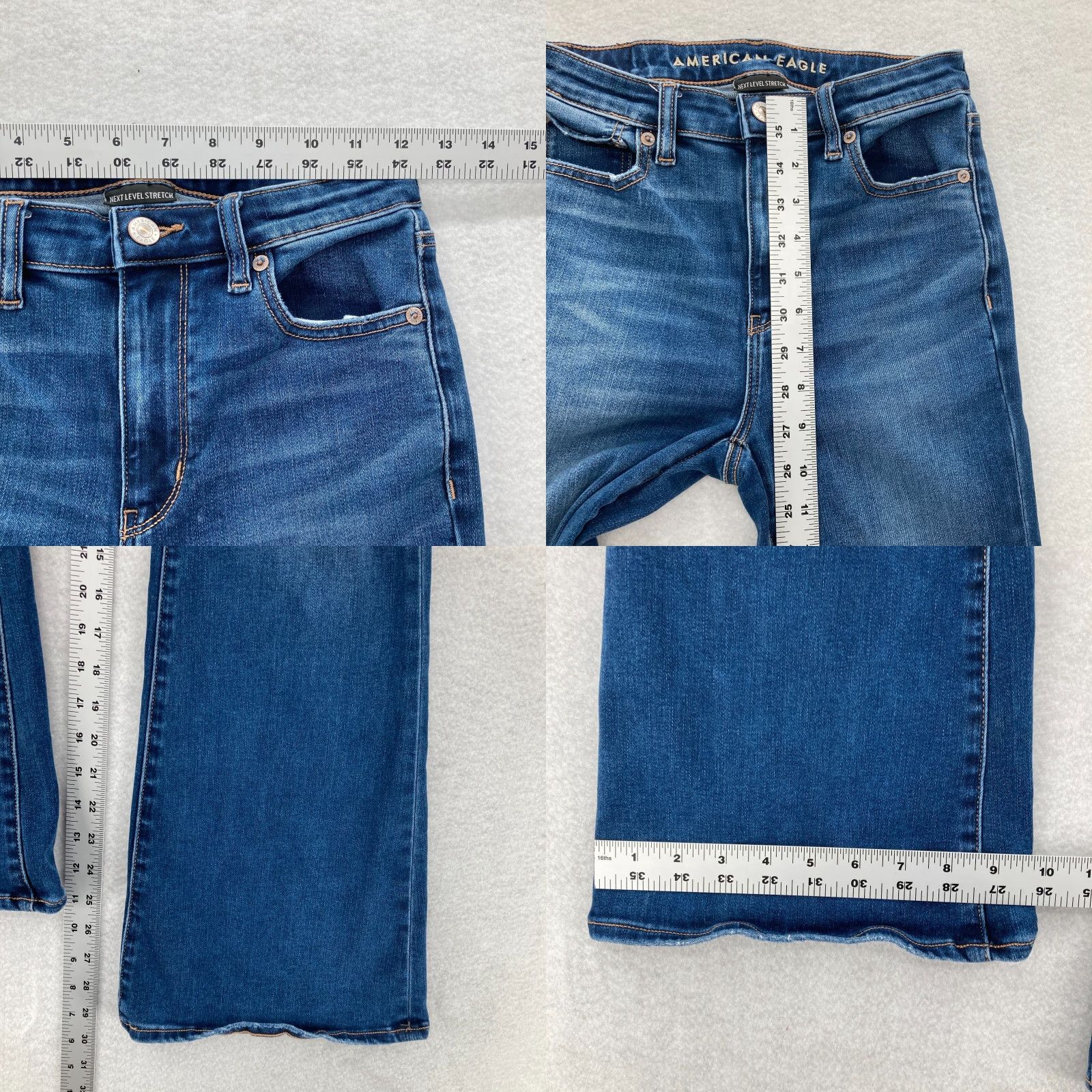American Eagle Outfitters American Eagle Jeans Women's 2 High Rise Flare Denim Blue Stretch Distressed Y2K Jeans Size 42" / US 20 - 8 Thumbnail