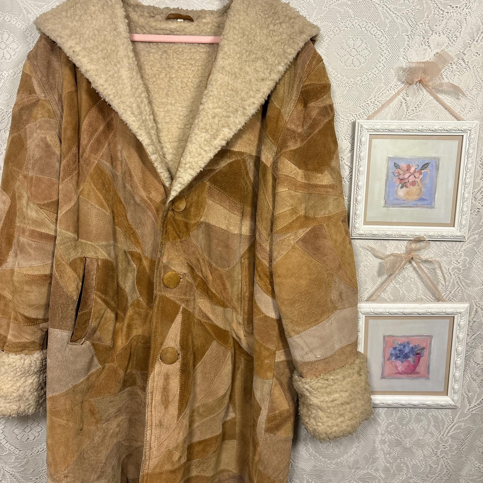 Other vintage leather patchwork hooded jacket with sherpa lining Size XL / US 12-14 / IT 48-50 - 3 Thumbnail