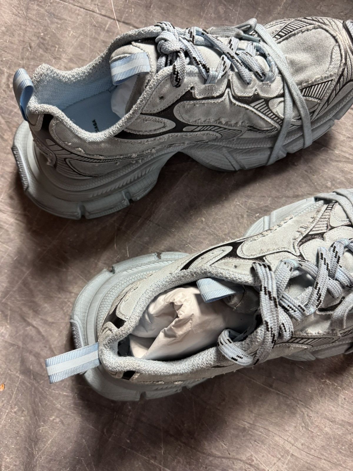 Balenciaga 3XL Distressed Sneakers in Light Blue