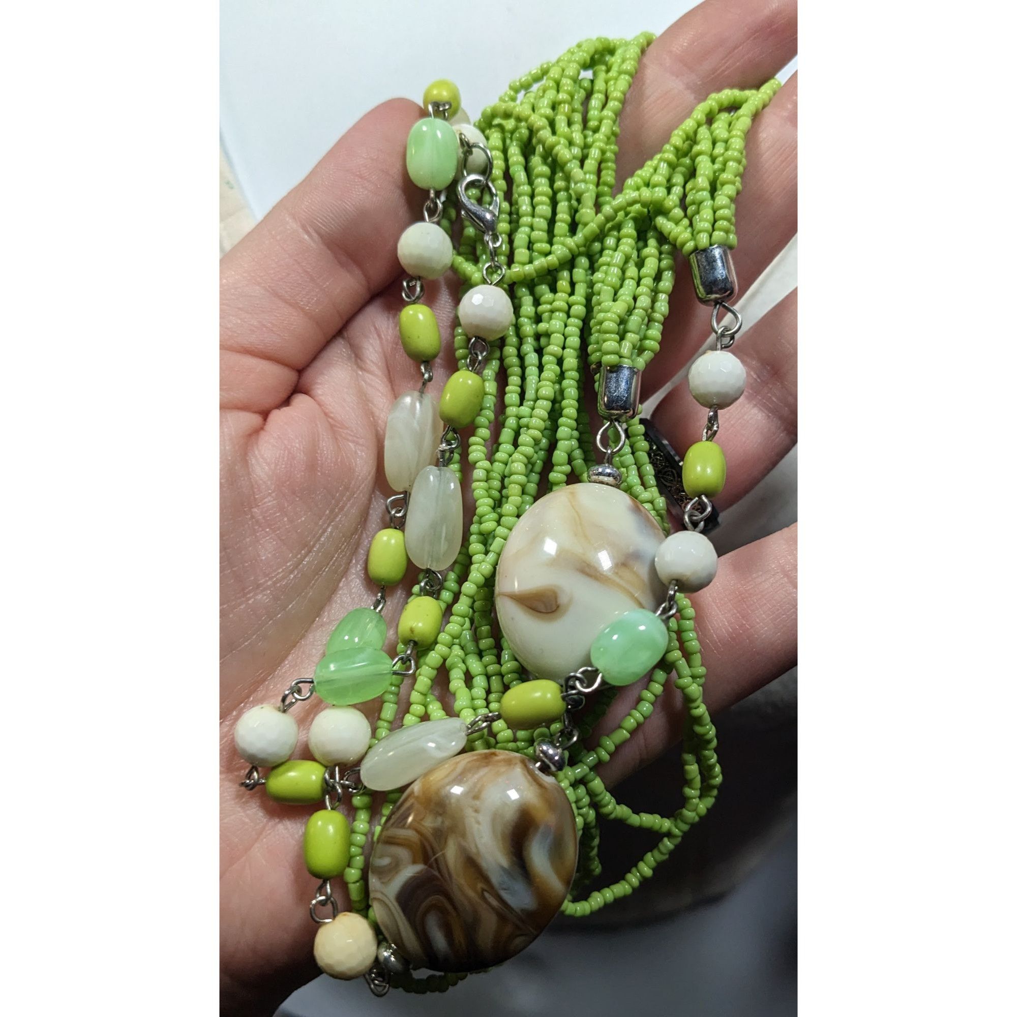 Other Vintage Fairycore Green Glass And Acrylic Beaded Necklace Size ONE SIZE - 7 Thumbnail