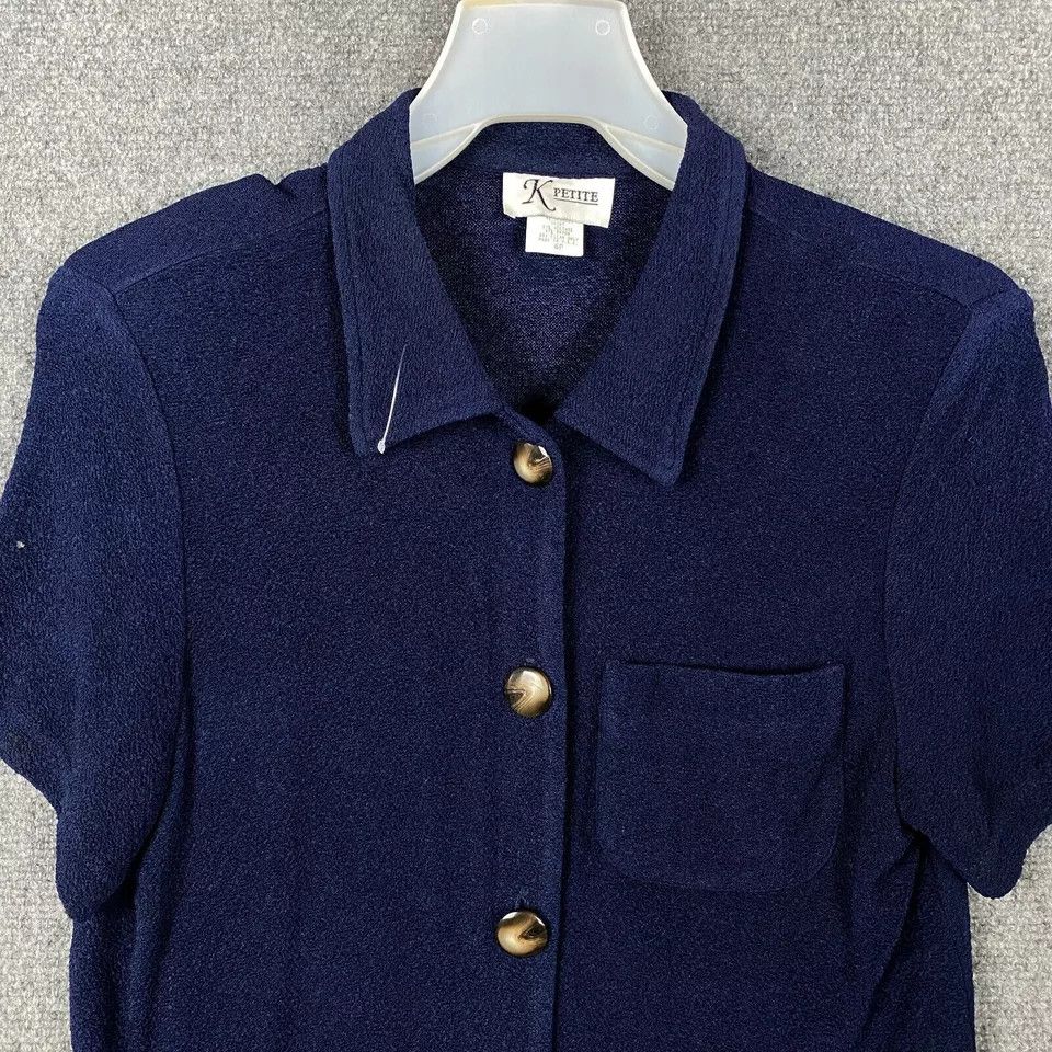 Other K Petite Button Up Top Women's Size 6P Petite Blue Acetate Size M / US 6-8 / IT 42-44 - 2 Thumbnail