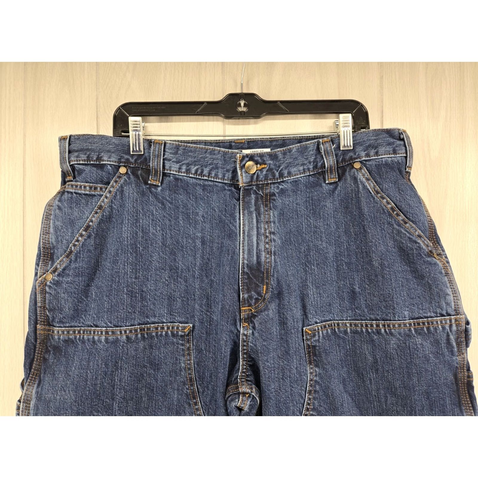 Carhartt Carhartt Jeans Men 38x32 Blue Denim Loose Fit Dark Wash double knee 104944-H45 Size US 38 / EU 54 - 2 Thumbnail