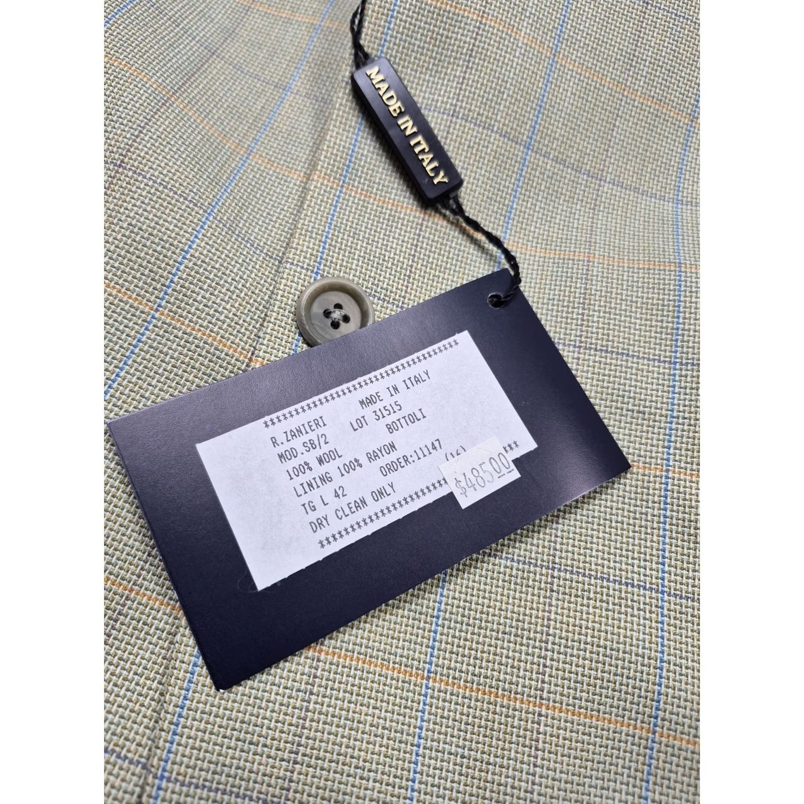 Vintage VINTAGE RobeRto Zanieri Blazer Mens 42L Beige Wool Plaid Sport Coat Made Italy Jacket Size 42R - 4 Thumbnail