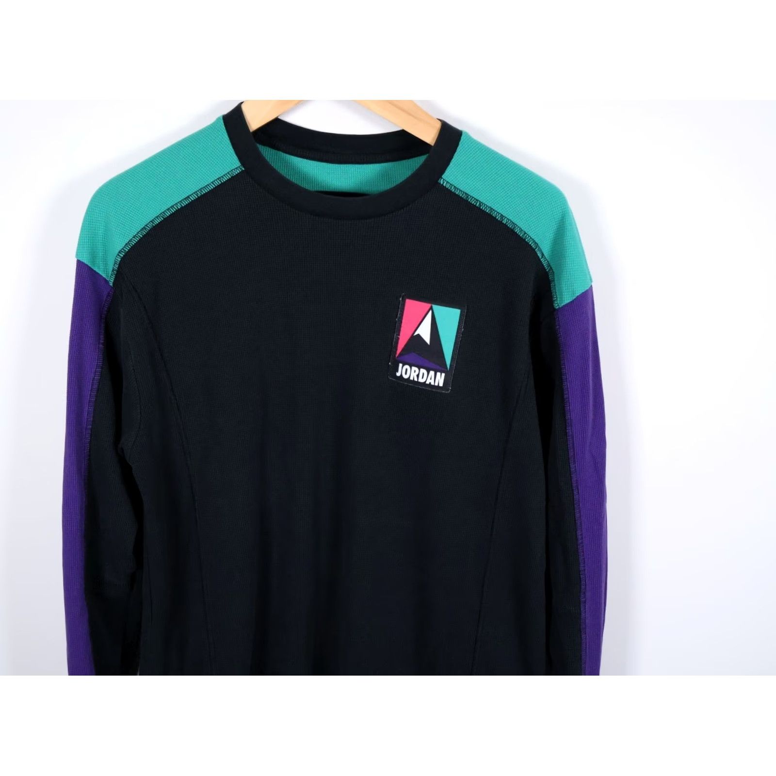 Jordan Brand Jordan Mountainside Thermal Shirt Men's Large Black Green Purple Waffle Knit Shirt Size US L / EU 52-54 / 3 - 4 Thumbnail