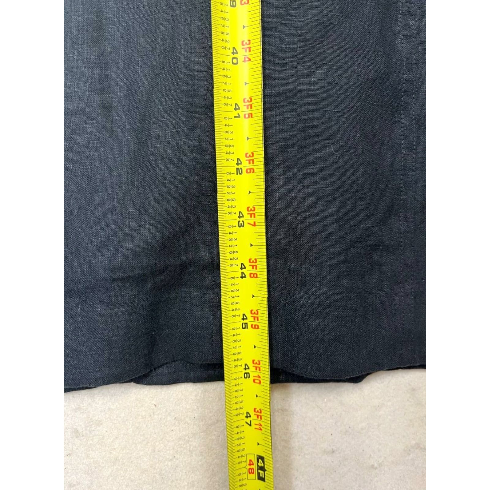 Vintage Preview Collection Dress Shirt Dress Black Linen 2P Petite Women Long Button 100% Linen Size 2P Size XS / US 0-2 / IT 36-38 - 4 Thumbnail